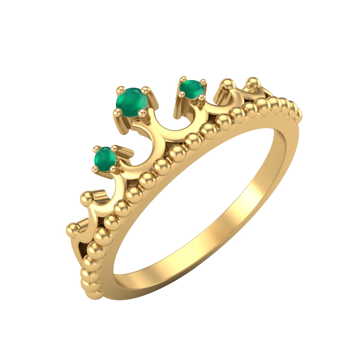 Anello a corona in onice verde di forma rotonda, tiara Art Déco, anello da sposa