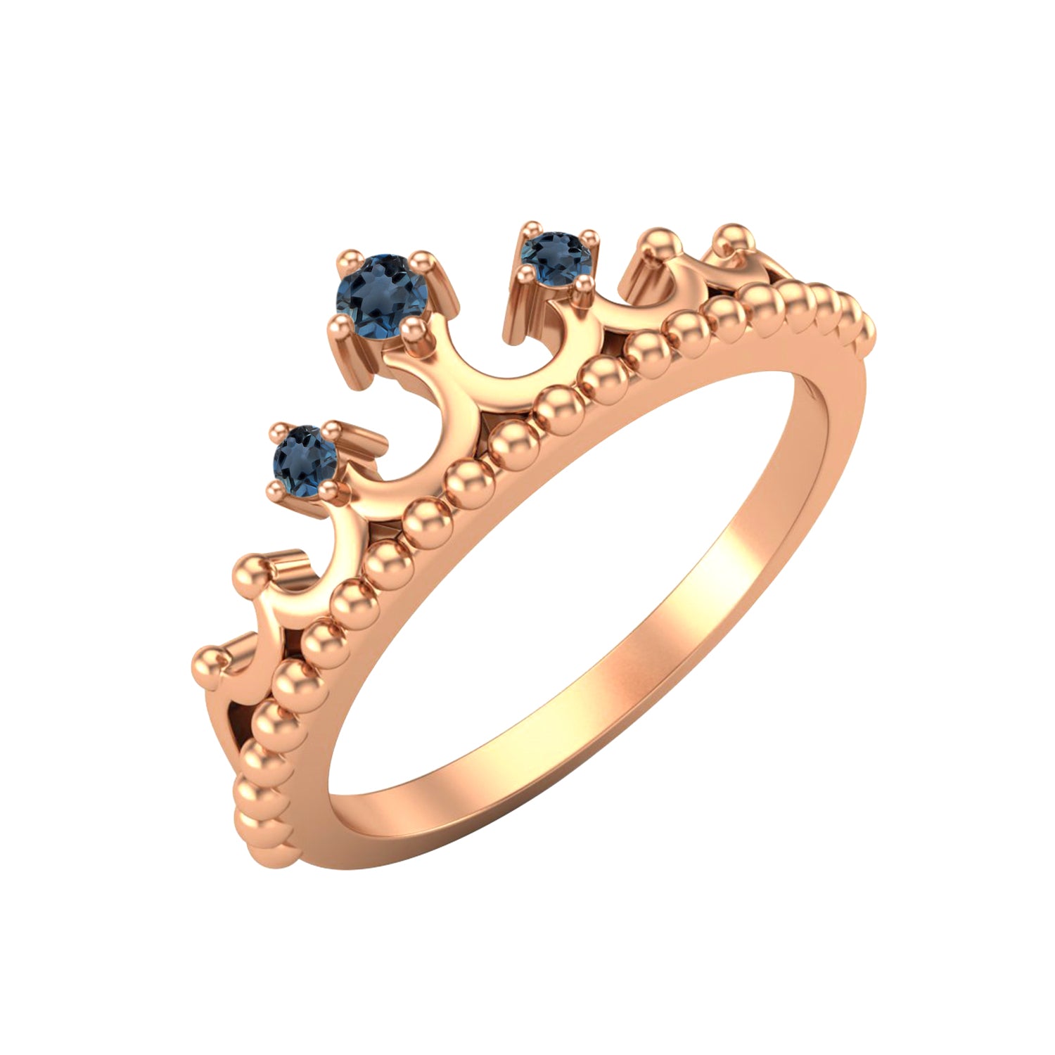 London Blue Topaz Vintage Crown Tiara Ring – Sterling Silver