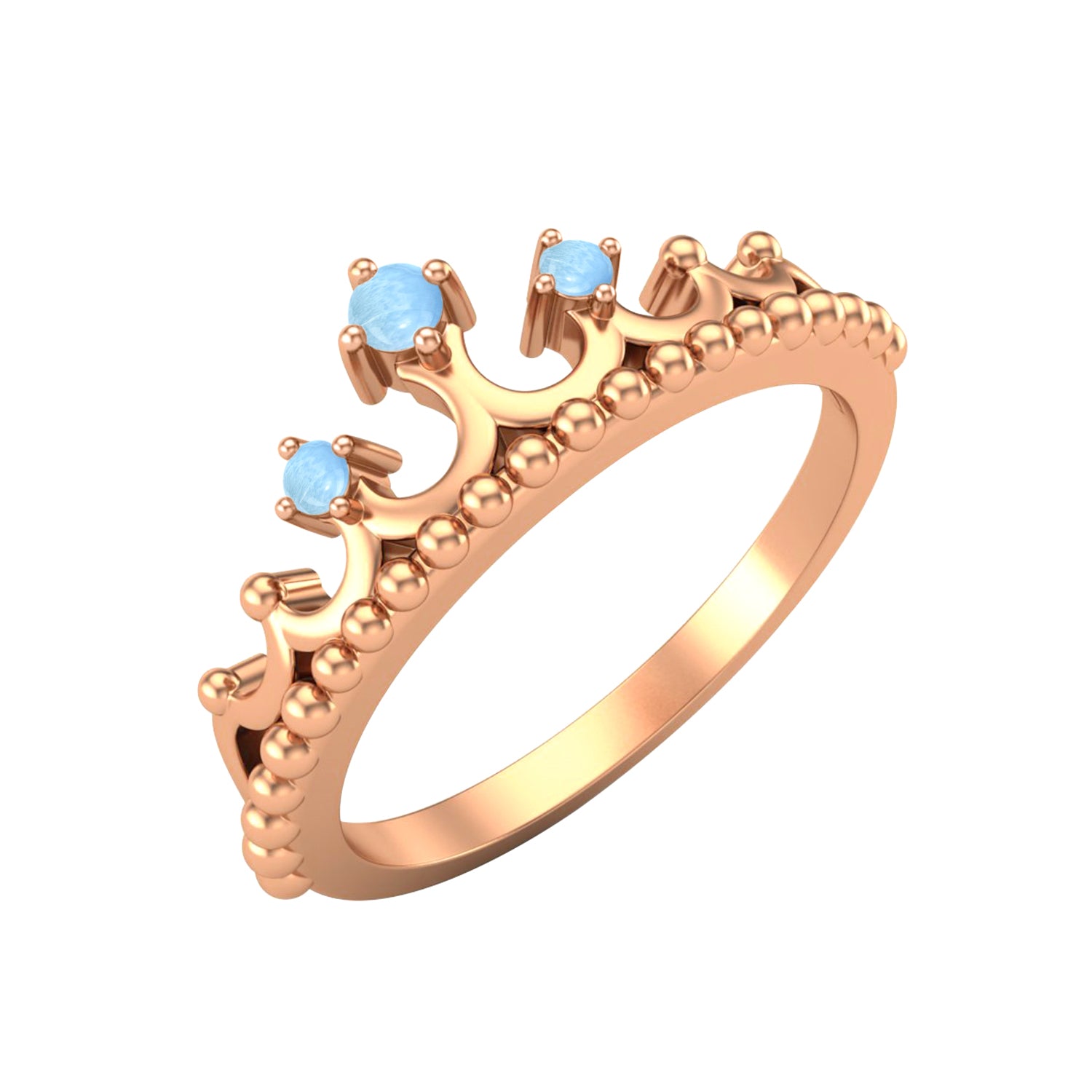 Anello da sposa in argento sterling 925 con larimar, anello da donna con corona, anello con promessa unica