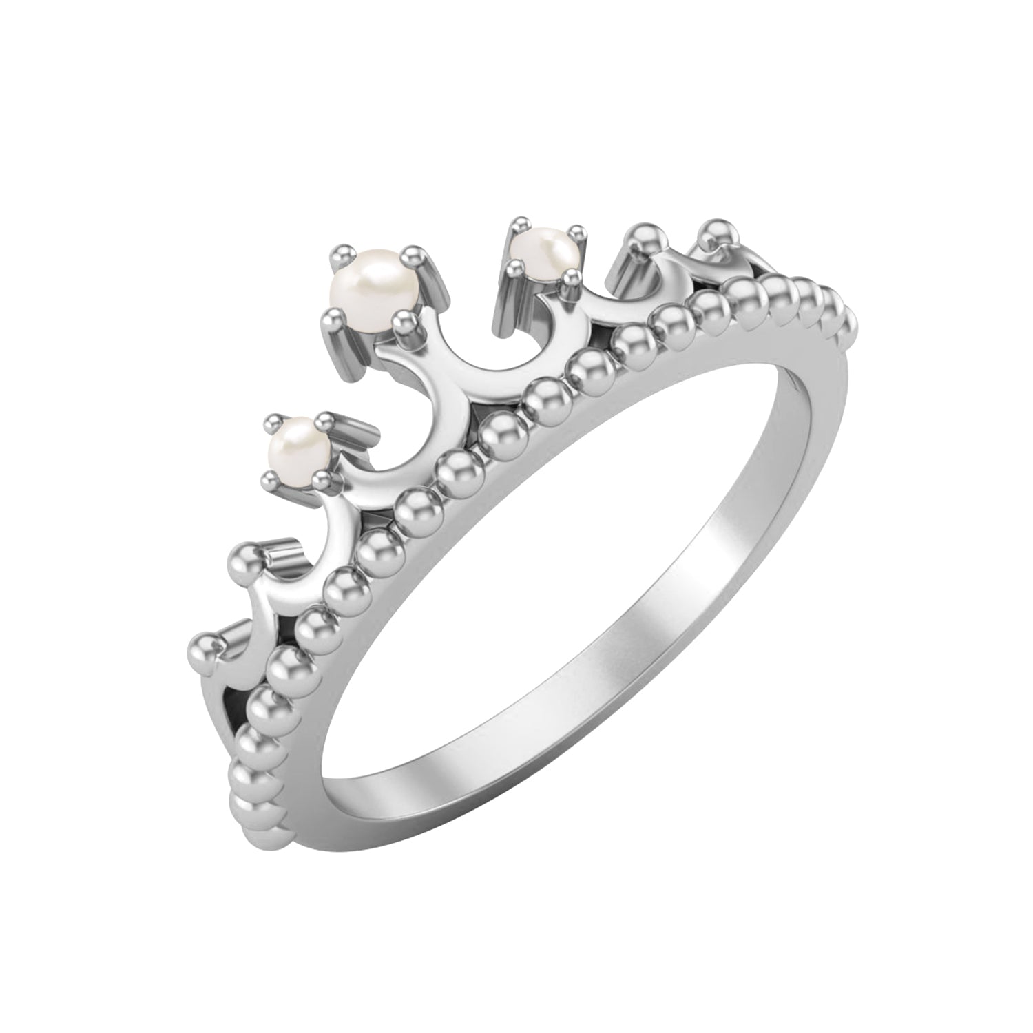 Pearl Tiara Design Crown Ring- Sterling Silver