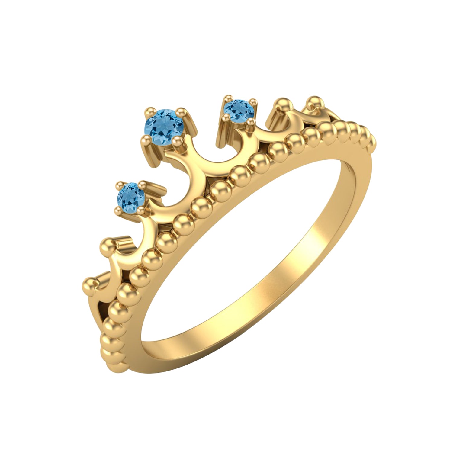 Anello da sposa con corona in argento sterling 925 e topazio blu svizzero