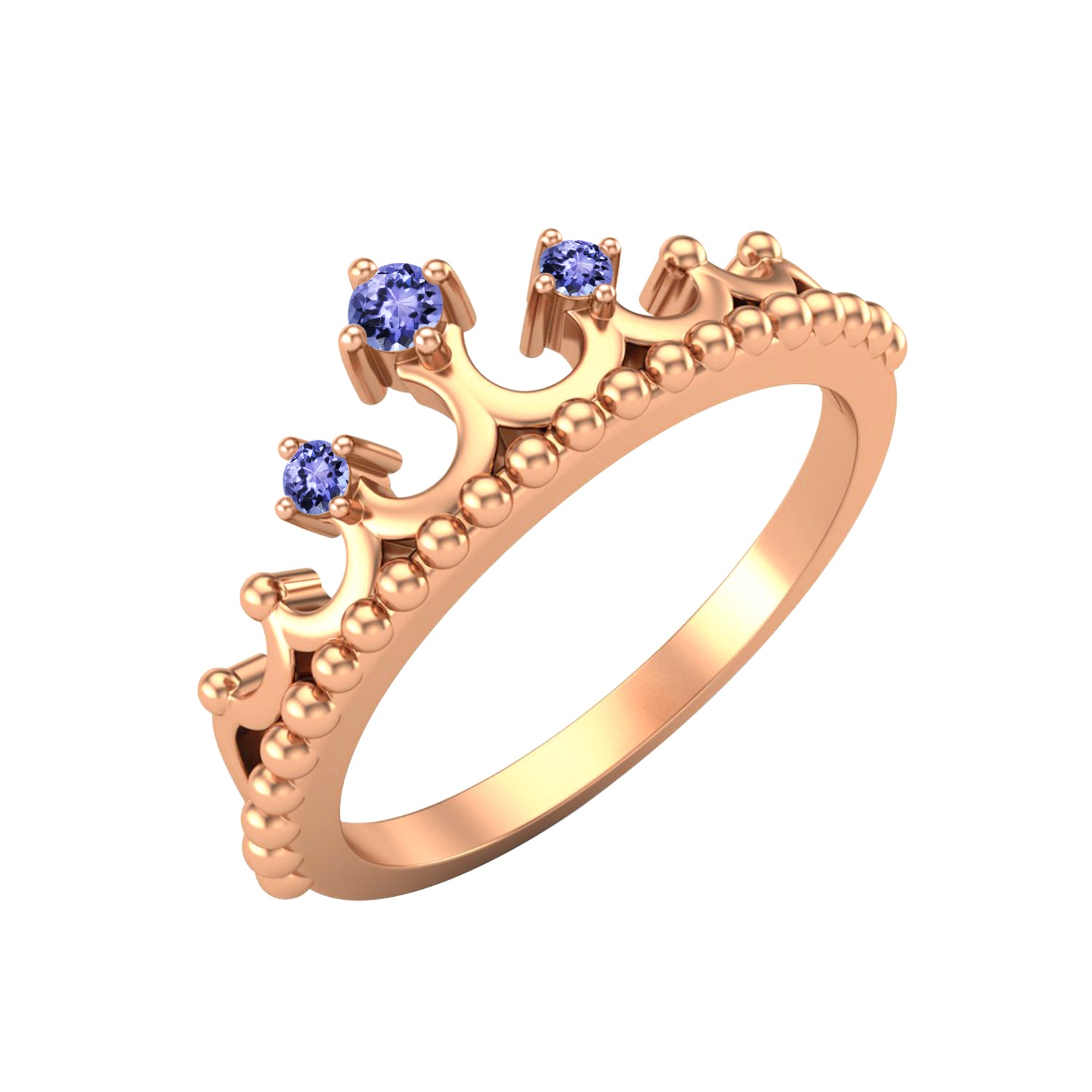 Tanzanite Tiara Design Crown Ring- Sterling Silver