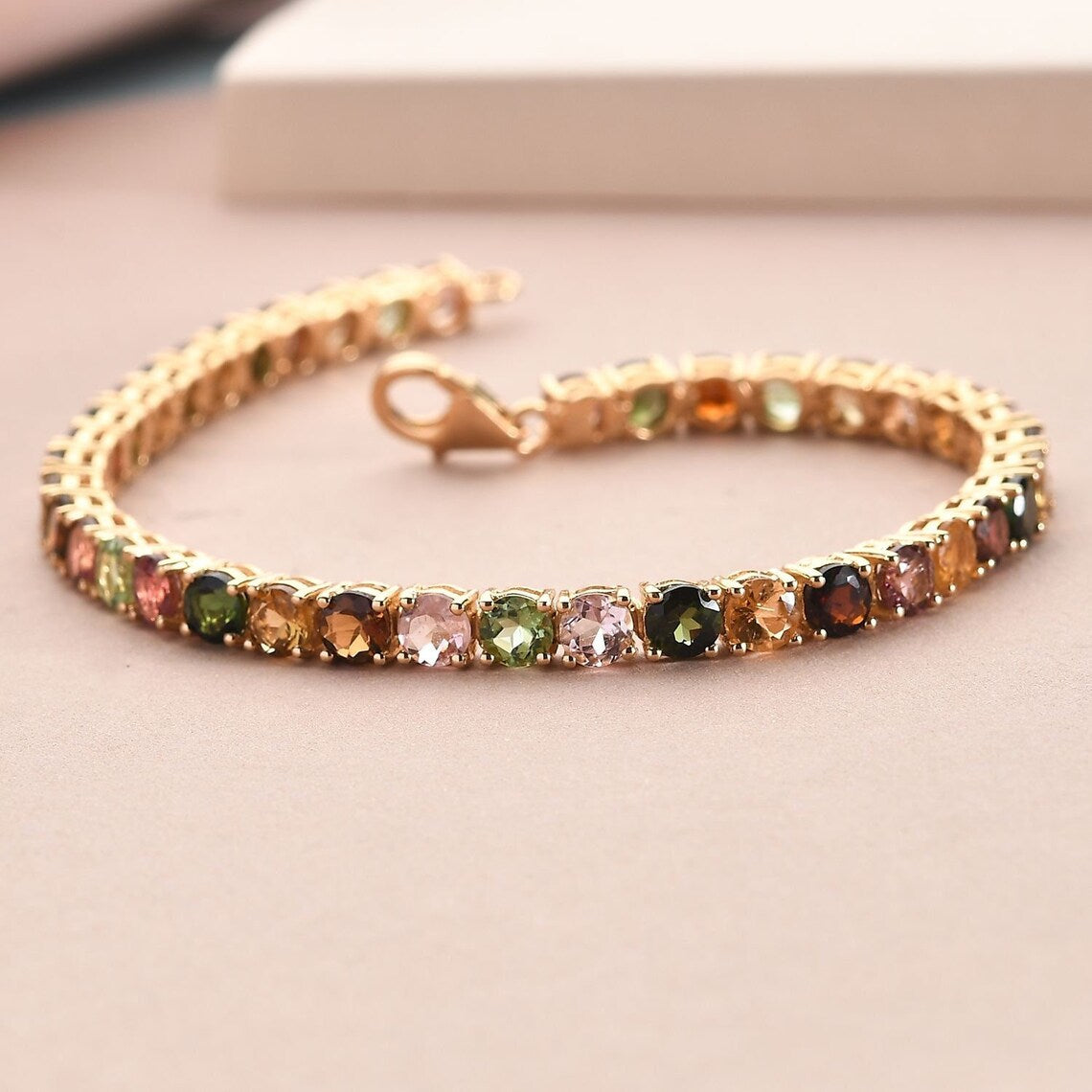 Multi Tourmaline Tennis Bracelet – 925 Sterling Silver