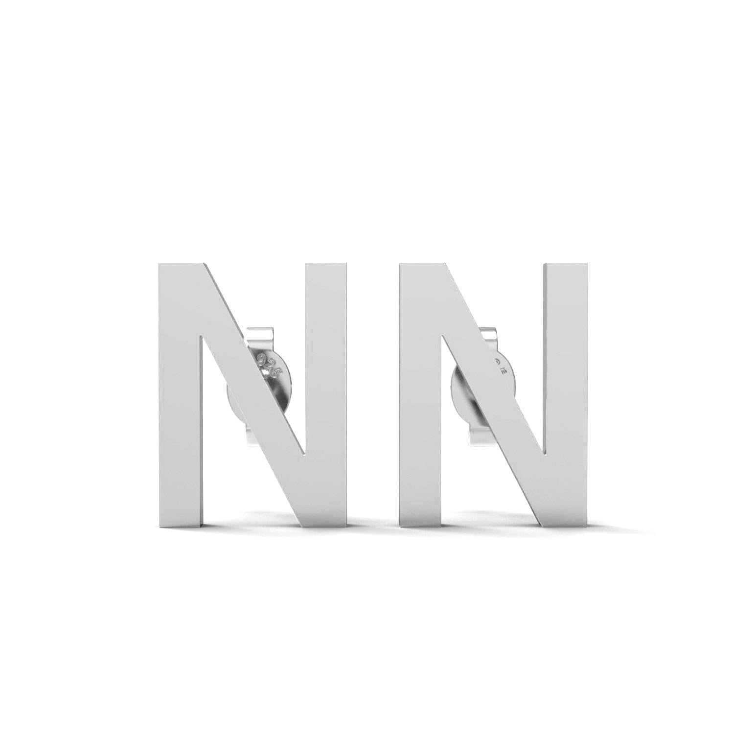 Initial "N" Monogram Stud Earring – Sterling Silver
