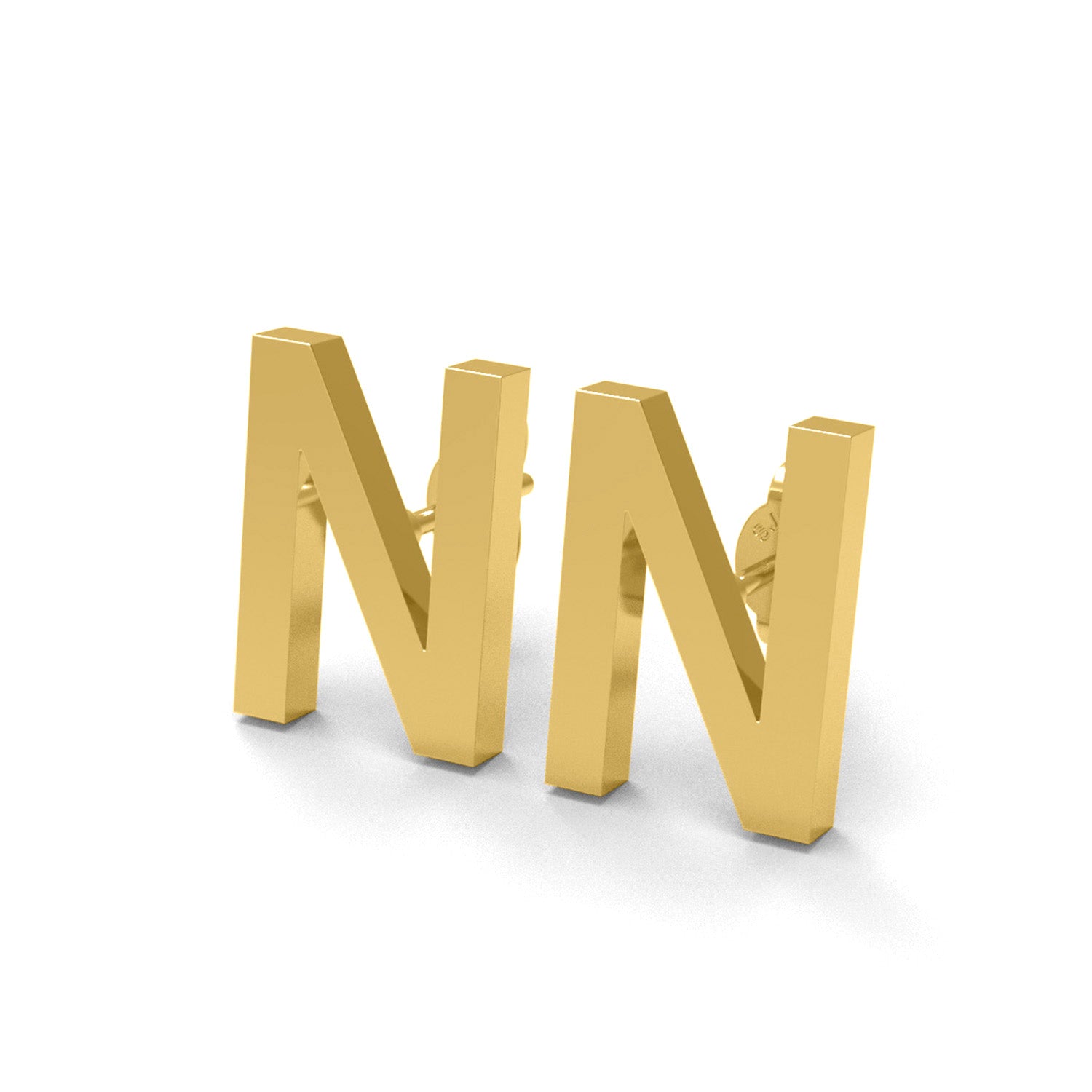 Initial "N" Monogram Stud Earring – Sterling Silver