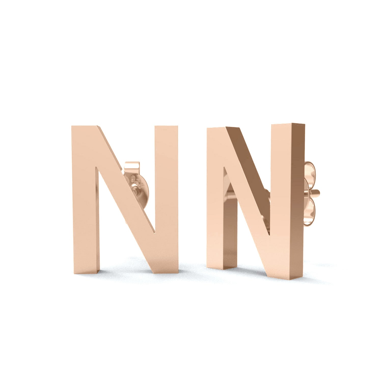Initial "N" Monogram Stud Earring – Sterling Silver