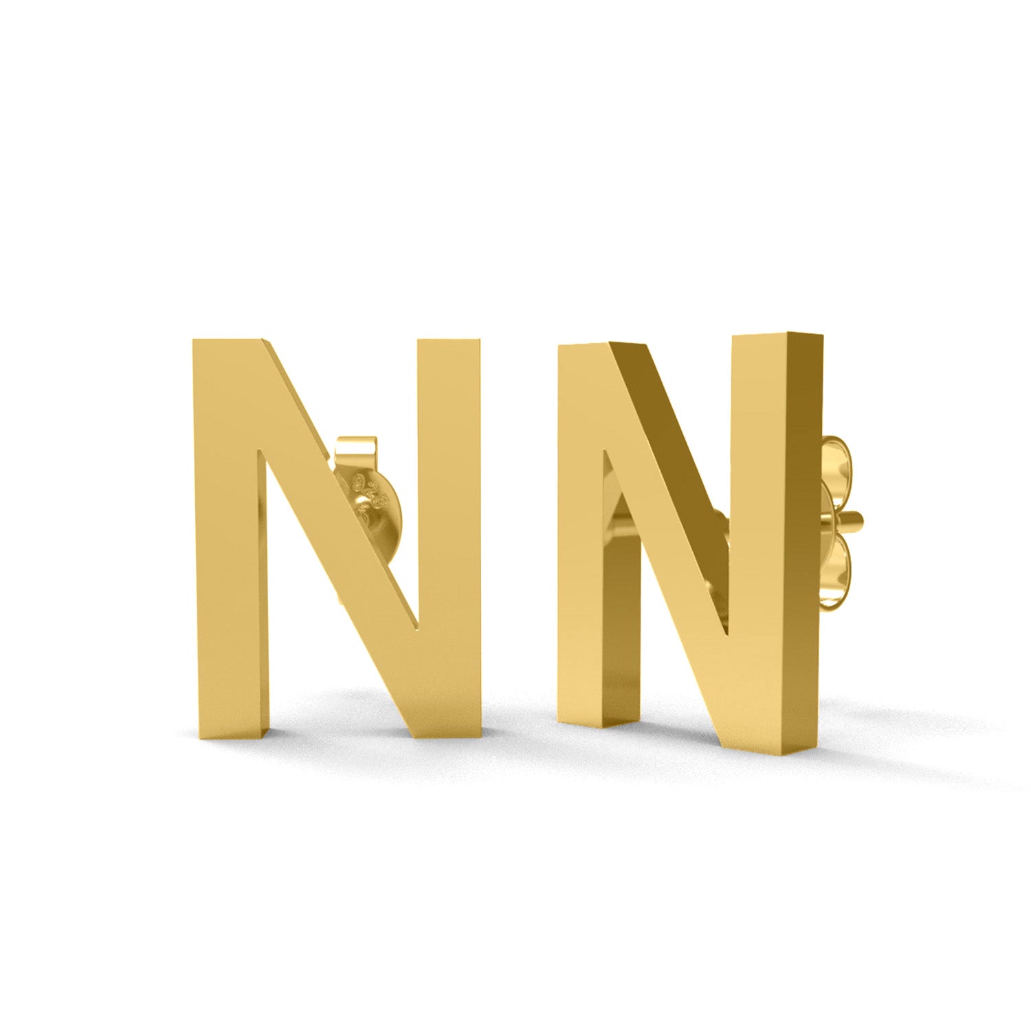 Initial "N" Monogram Stud Earring – Sterling Silver
