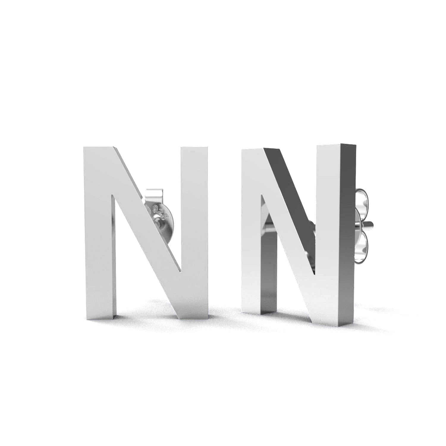 Initial "N" Monogram Stud Earring – Sterling Silver