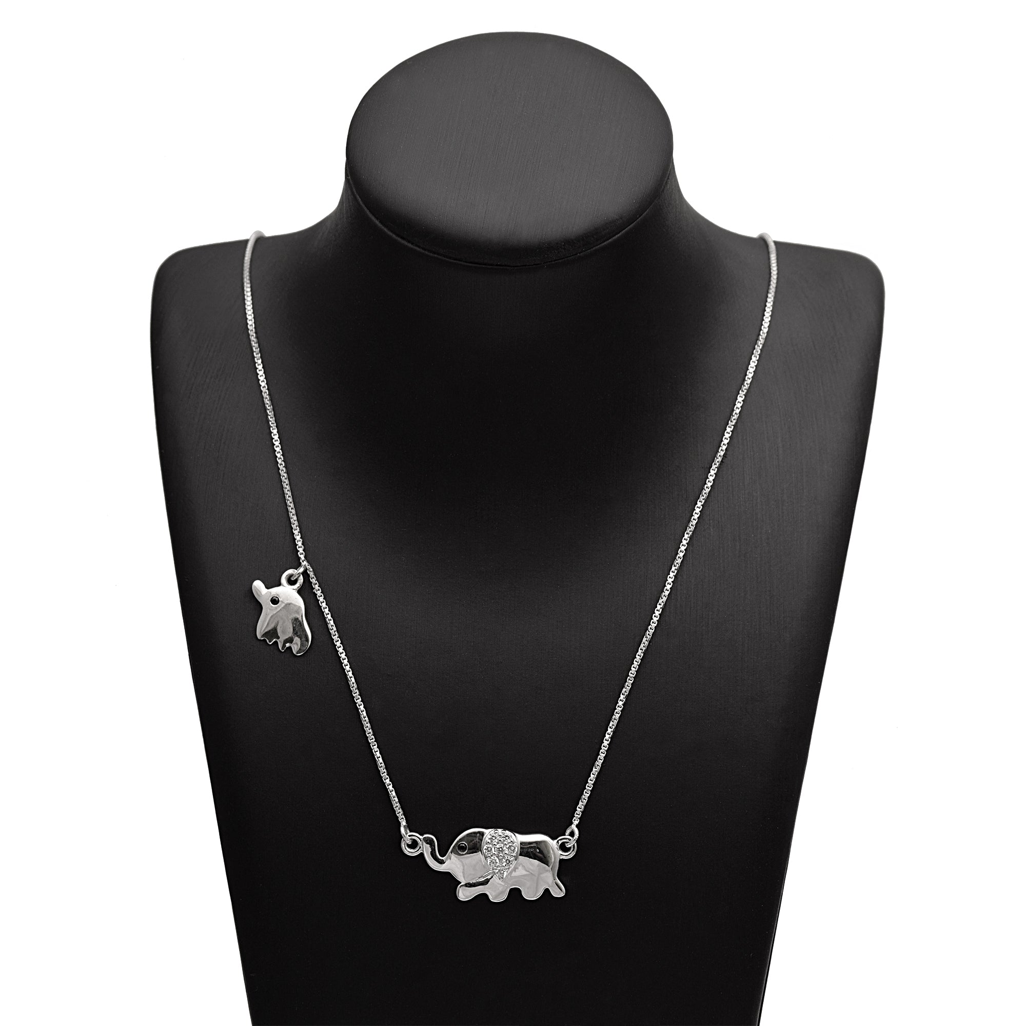 Mother & Baby Elephant Necklace - Sterling Silver