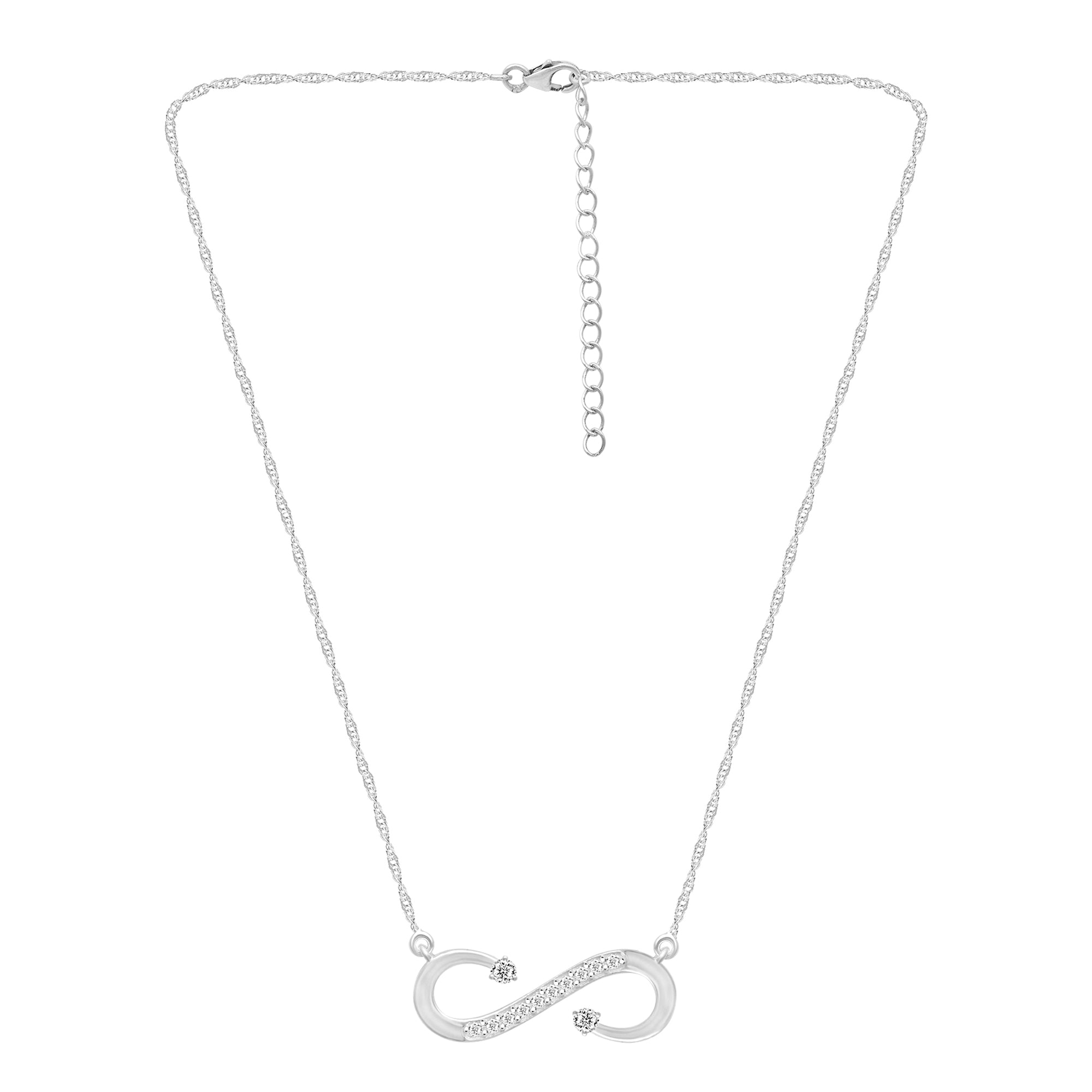 Dual Heart Accents Infinity Necklace - Sterling Silver