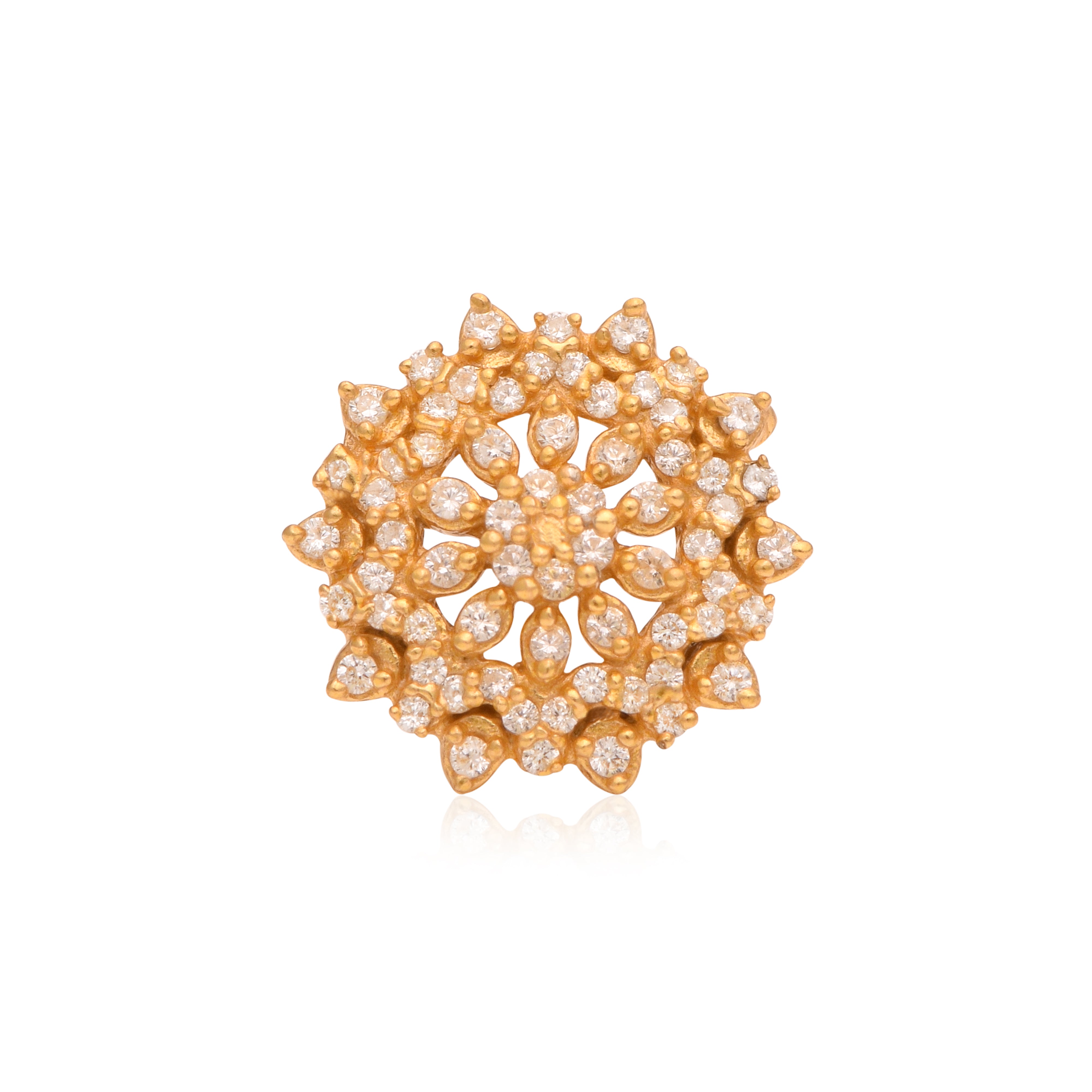White CZ Mandala Cluster Floral Nose Pin – Sterling Silver Gold Plated
