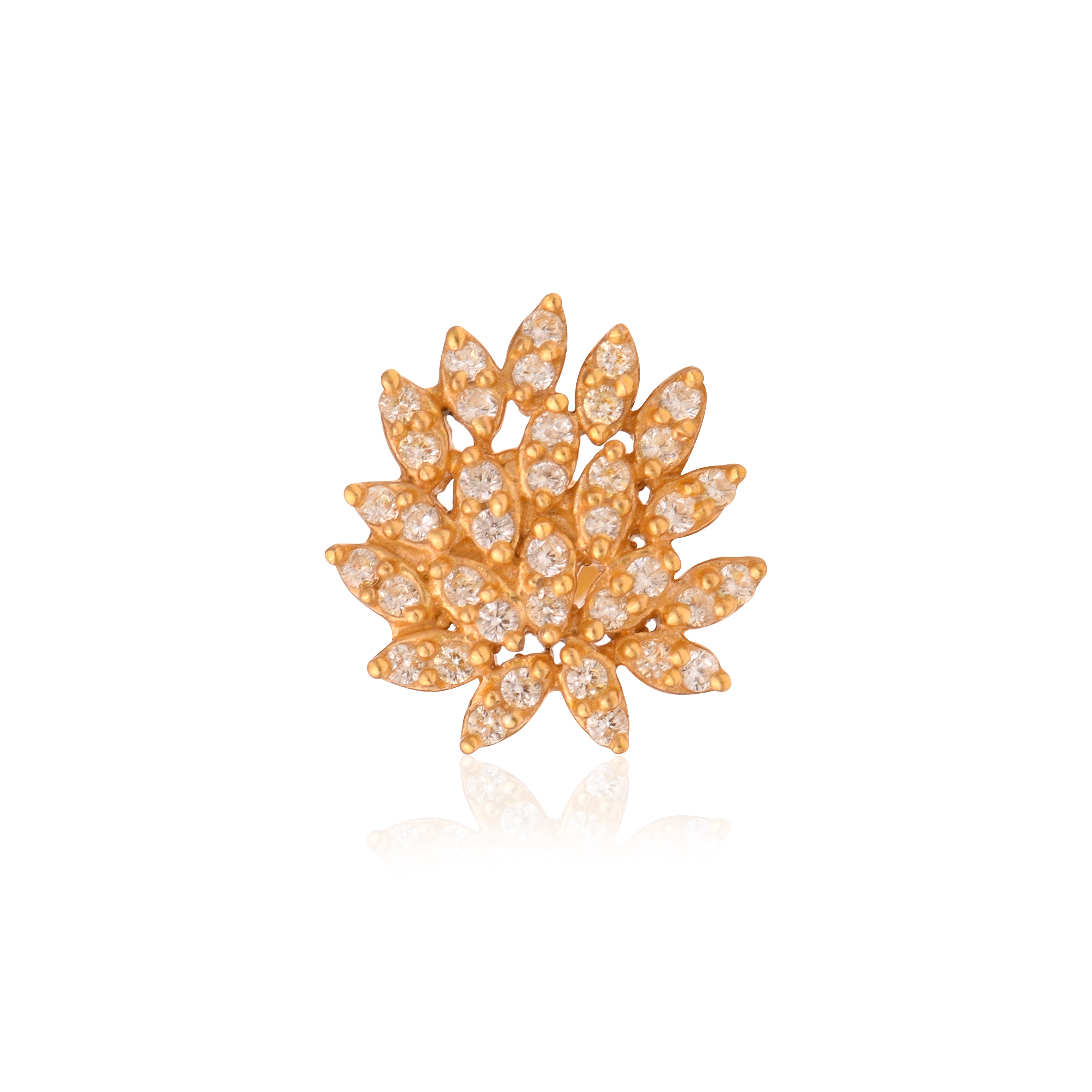 White CZ Petal Burst Design Floral Nose Pin – Sterling Silver Gold Plated