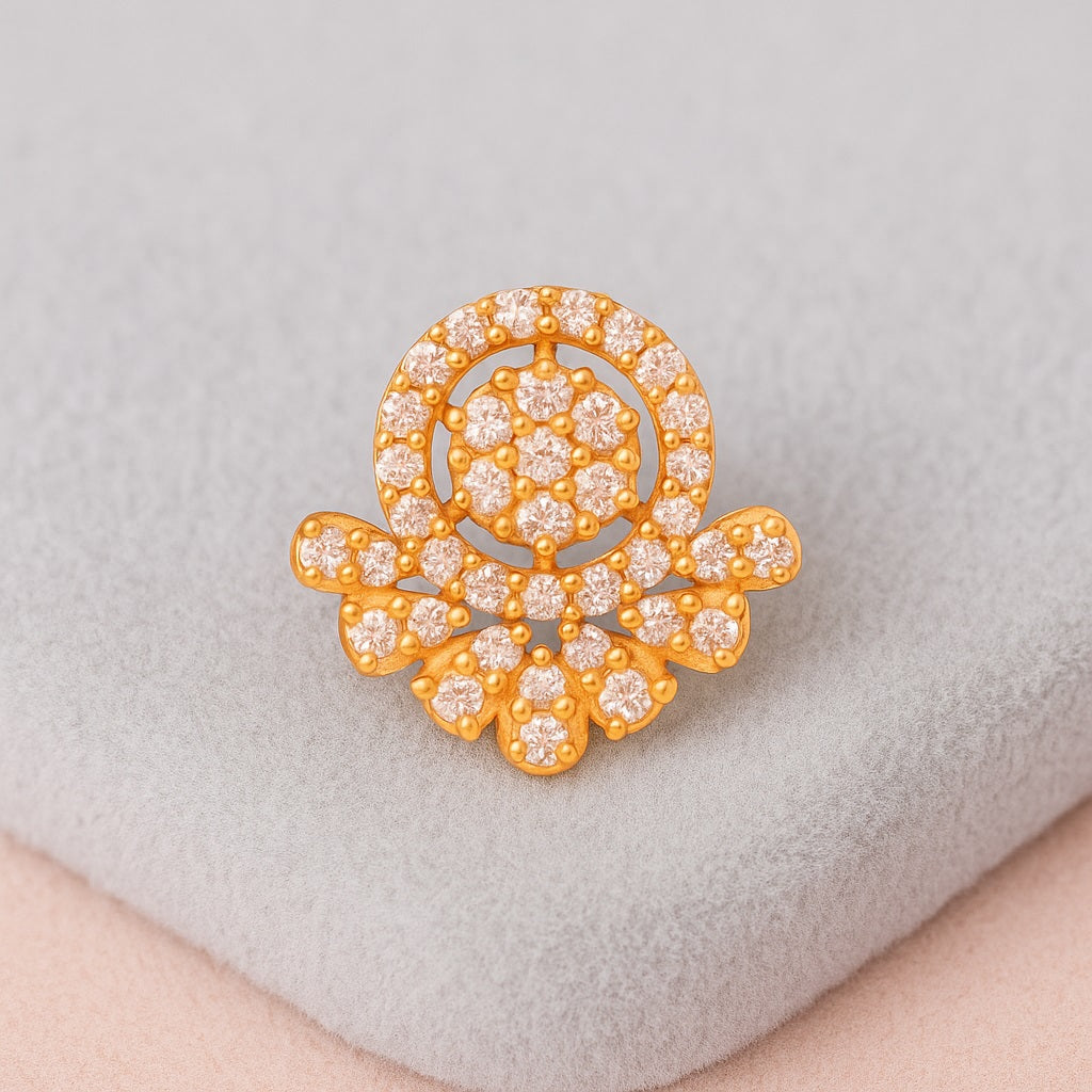 White CZ Ornate Floral Mandala Nose Pin – Sterling Silver Gold Plated