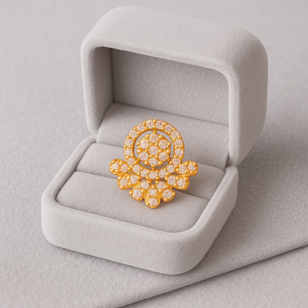 White CZ Ornate Floral Mandala Nose Pin – Sterling Silver Gold Plated