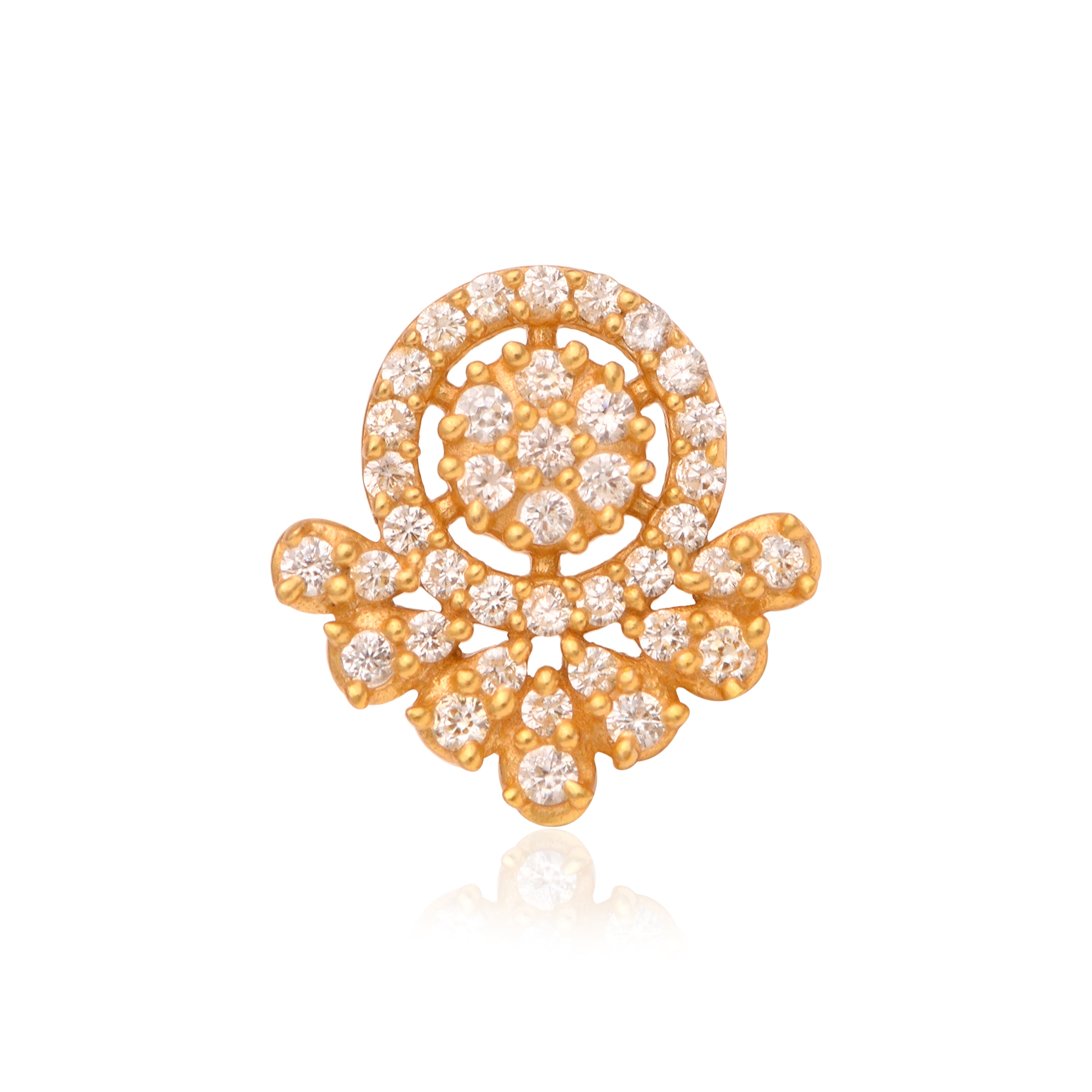 White CZ Ornate Floral Mandala Nose Pin – Sterling Silver Gold Plated