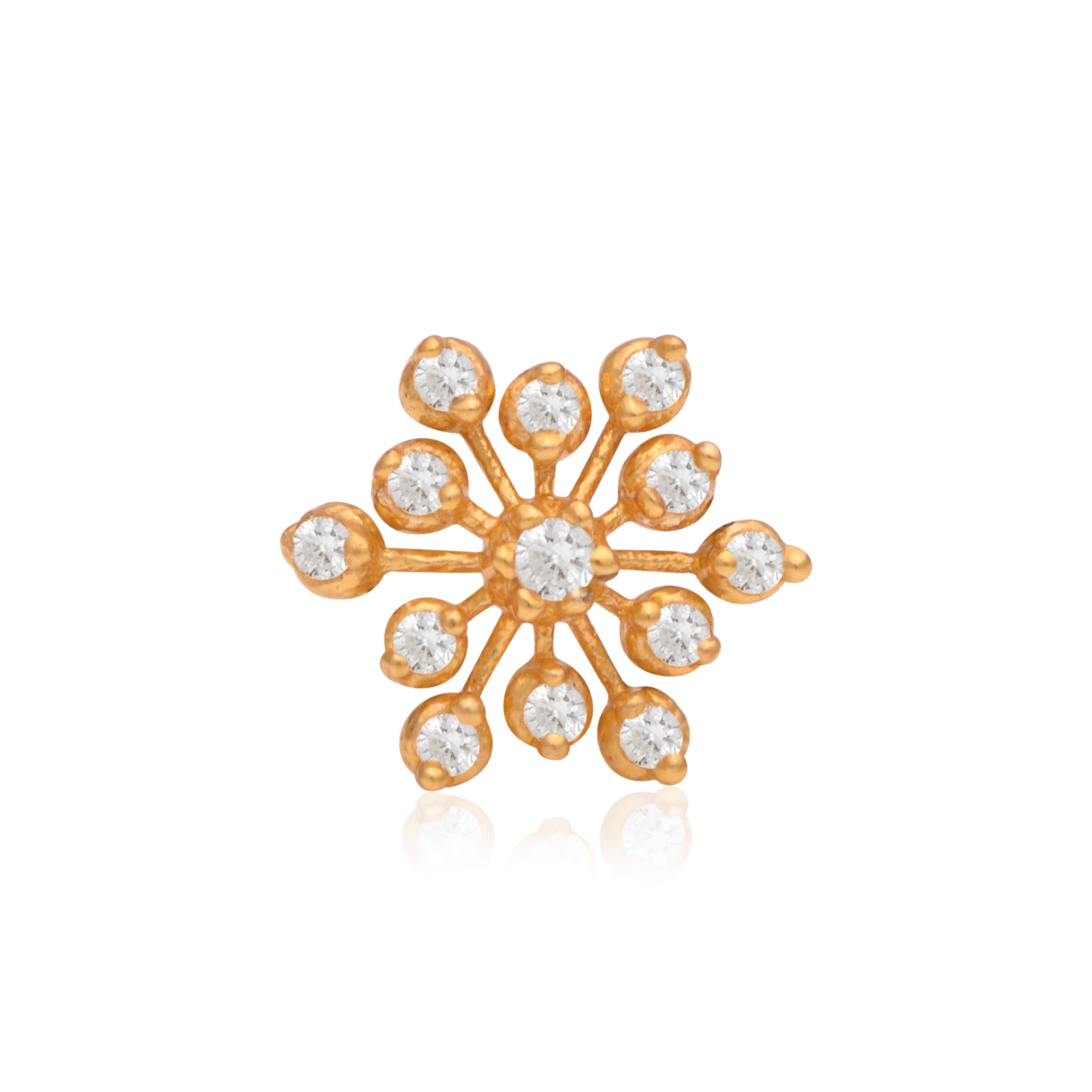 White CZ Starburst Snowflake Nose Pin – Sterling Silver Gold Plated