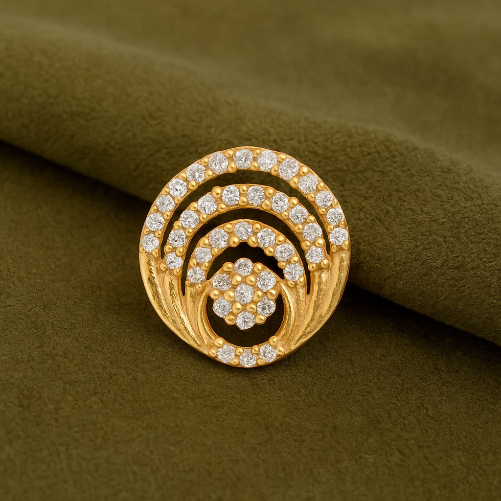 White CZ Concentric Circle Floral Design Nose Pin – Sterling Silver Gold Plated