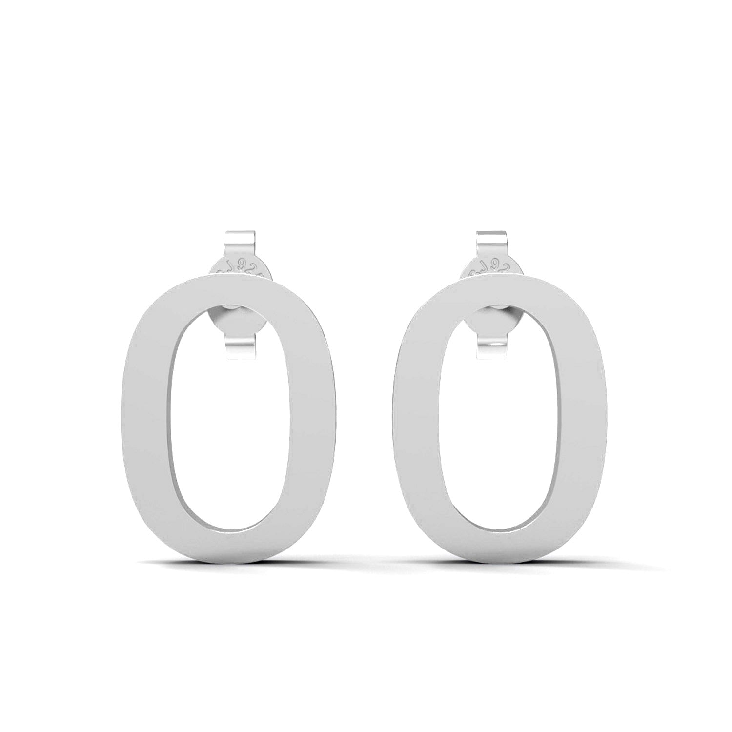 Orecchino a bottone con monogramma iniziale "O" – Argento Sterling