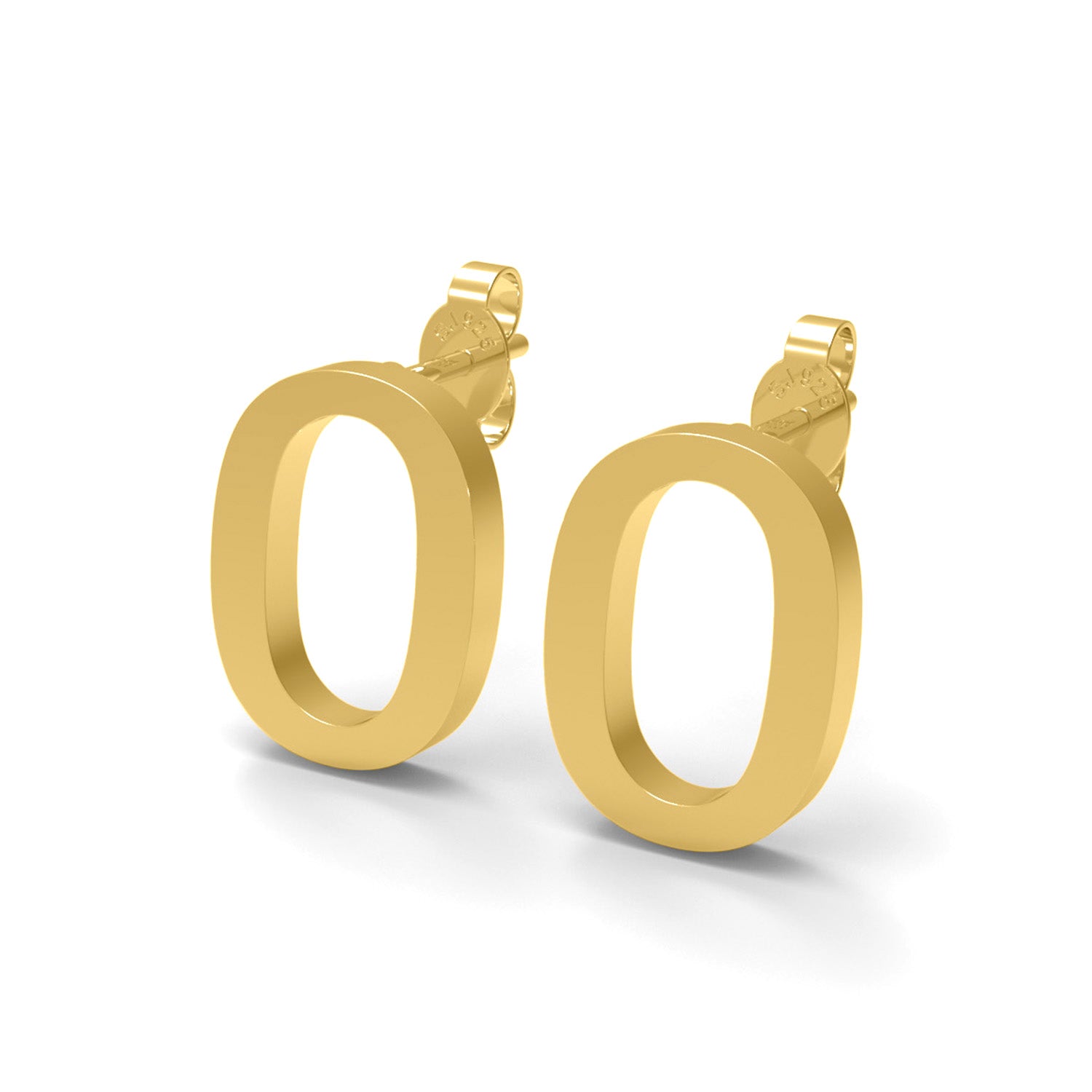 Orecchino a bottone con monogramma iniziale "O" – Argento Sterling