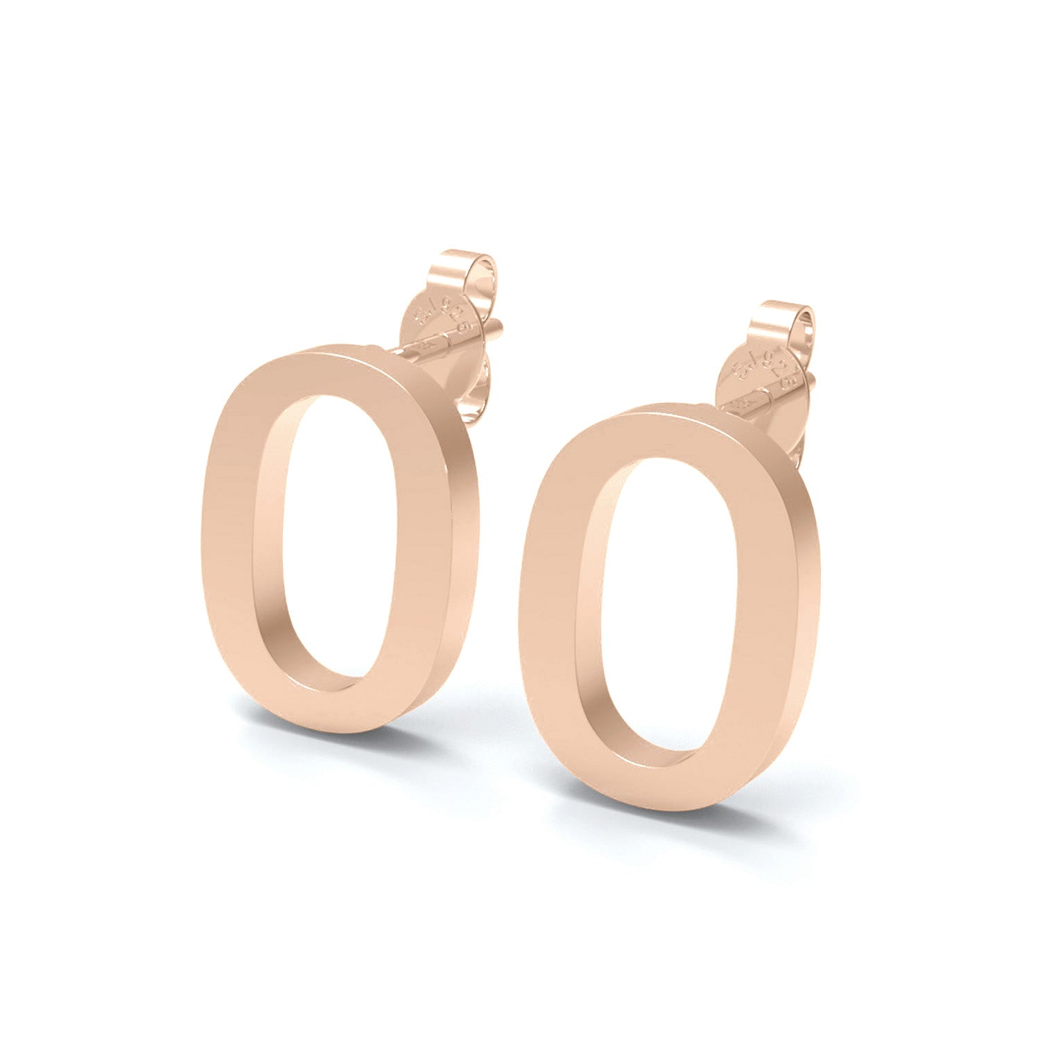 Orecchino a bottone con monogramma iniziale "O" – Argento Sterling