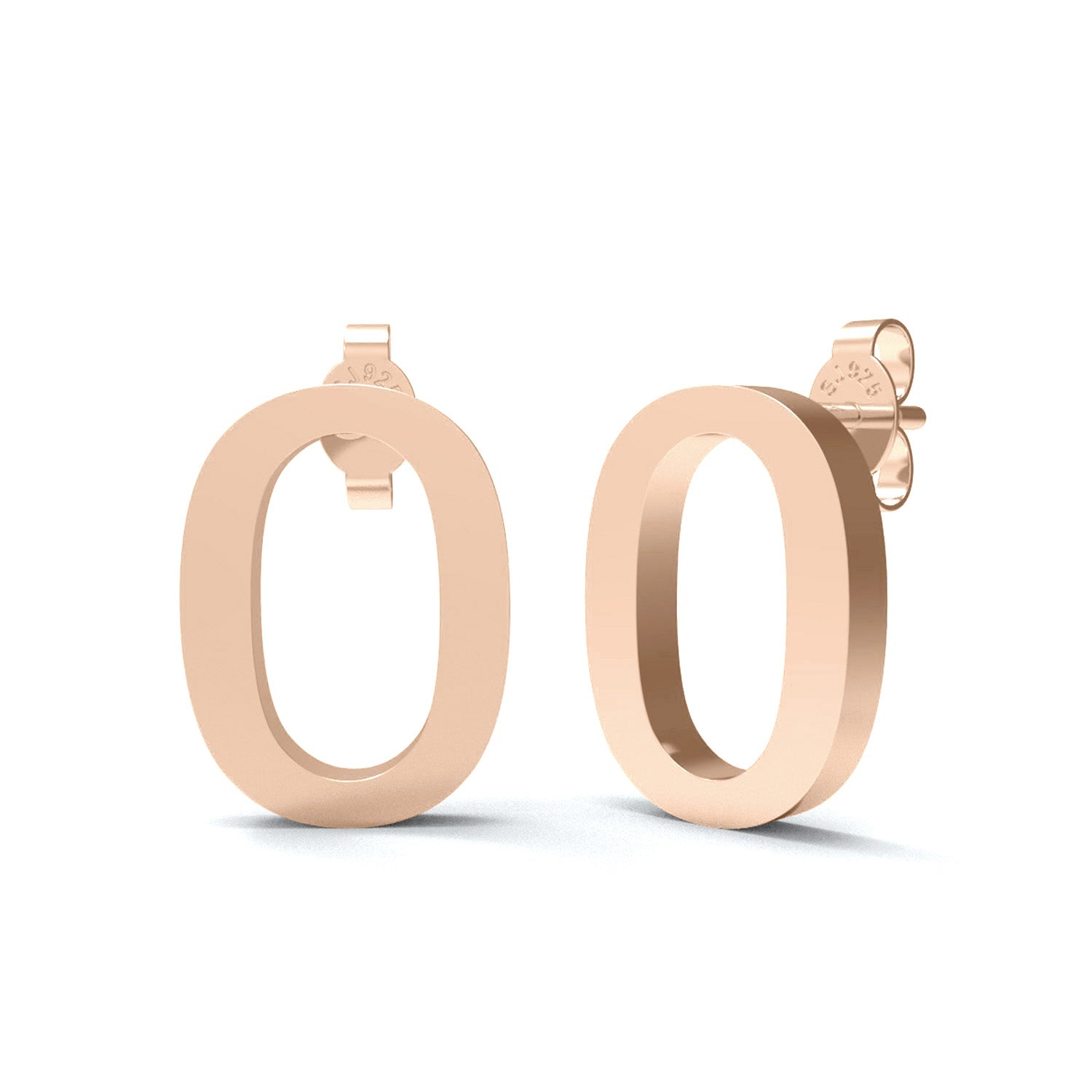 Orecchino a bottone con monogramma iniziale "O" – Argento Sterling