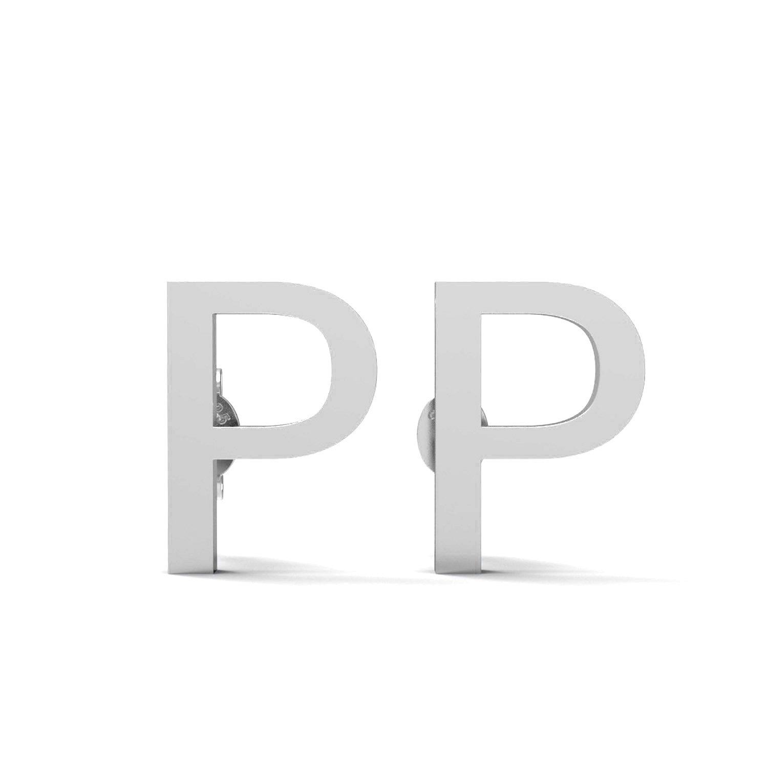 Initial "P" Monogram Stud Earring – Sterling Silver
