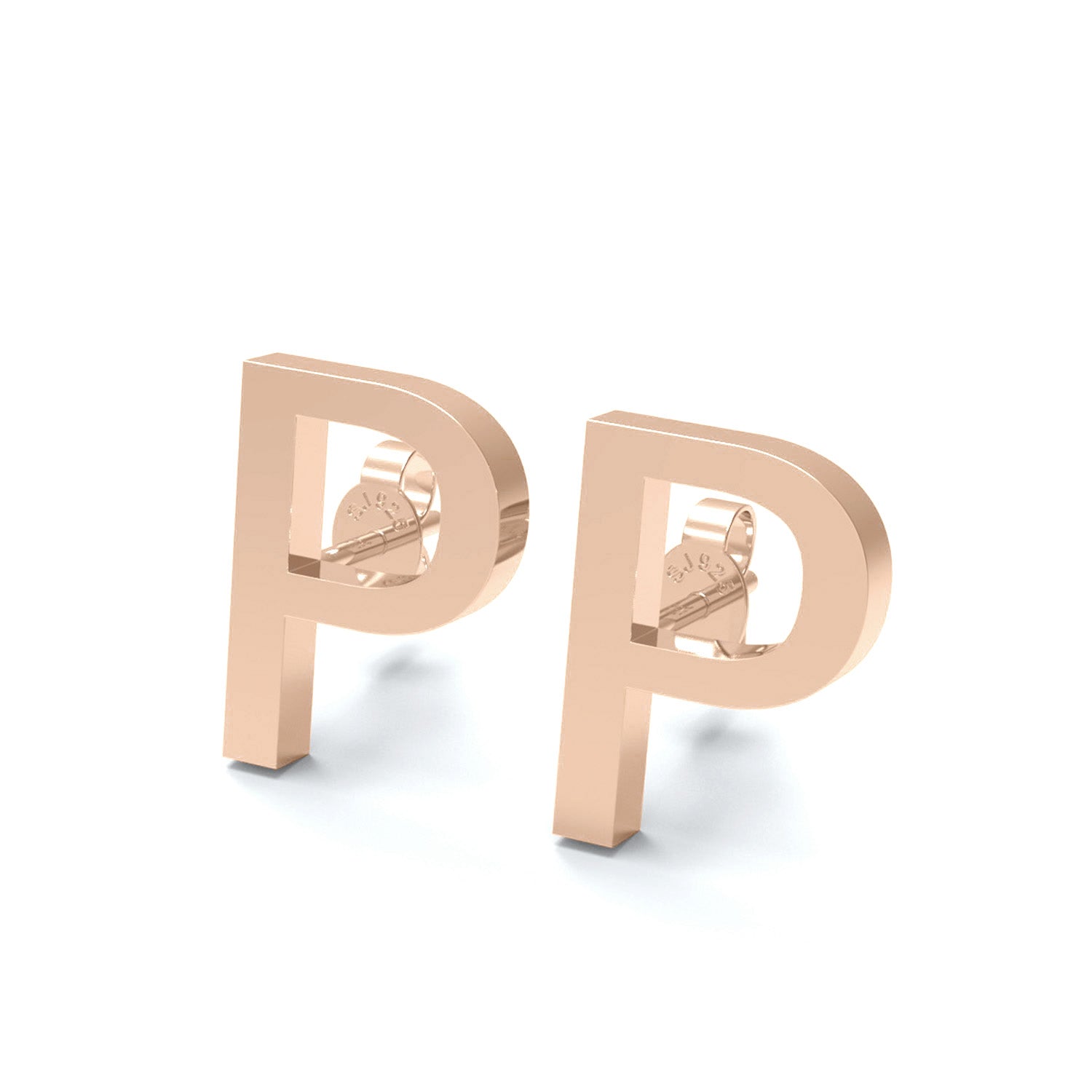 Initial "P" Monogram Stud Earring – Sterling Silver