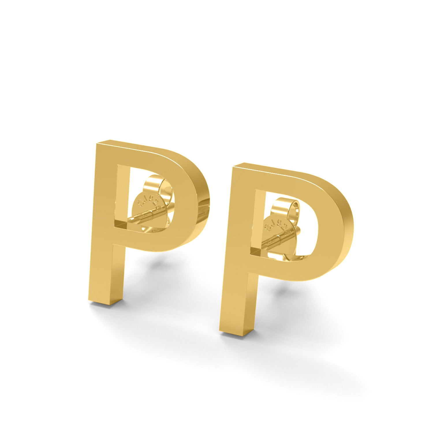 Initial "P" Monogram Stud Earring – Sterling Silver