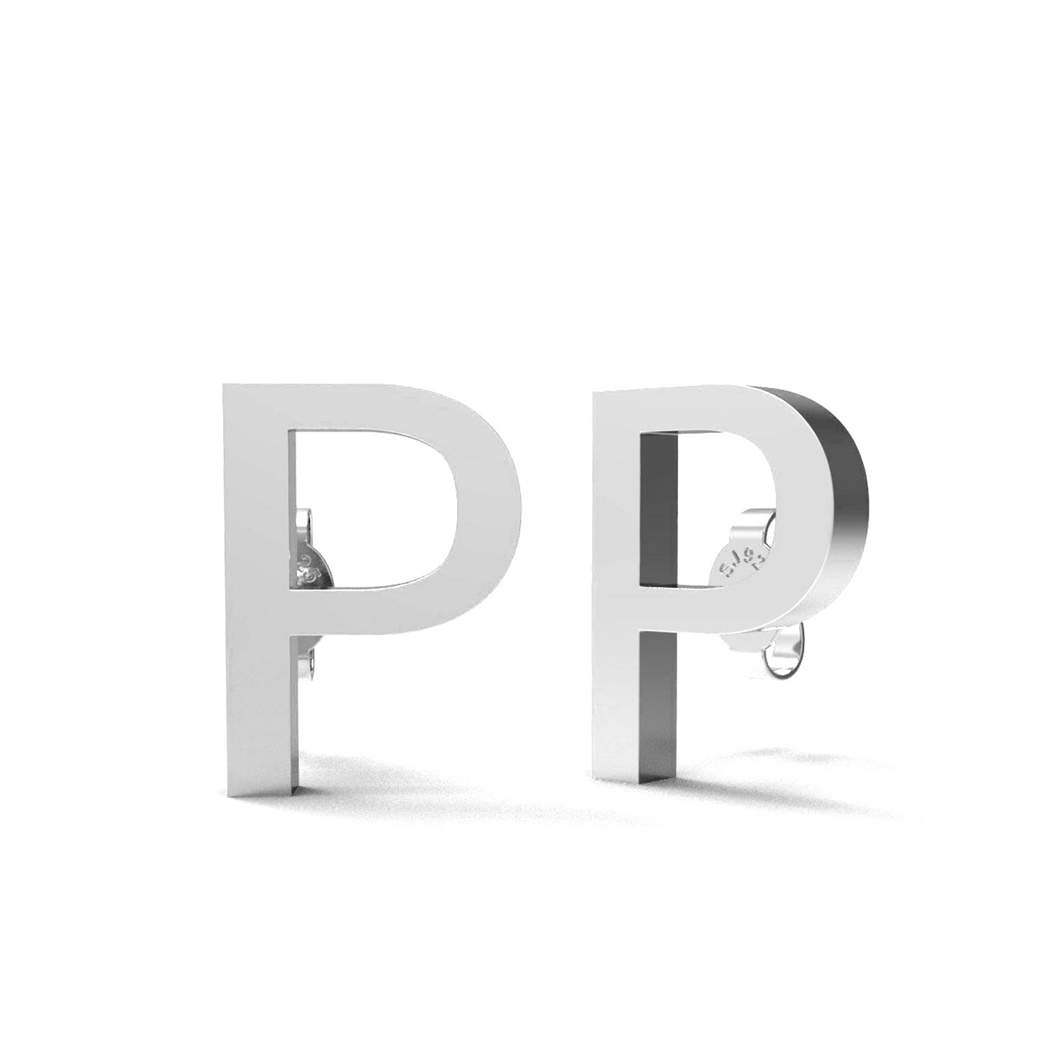 Initial "P" Monogram Stud Earring – Sterling Silver