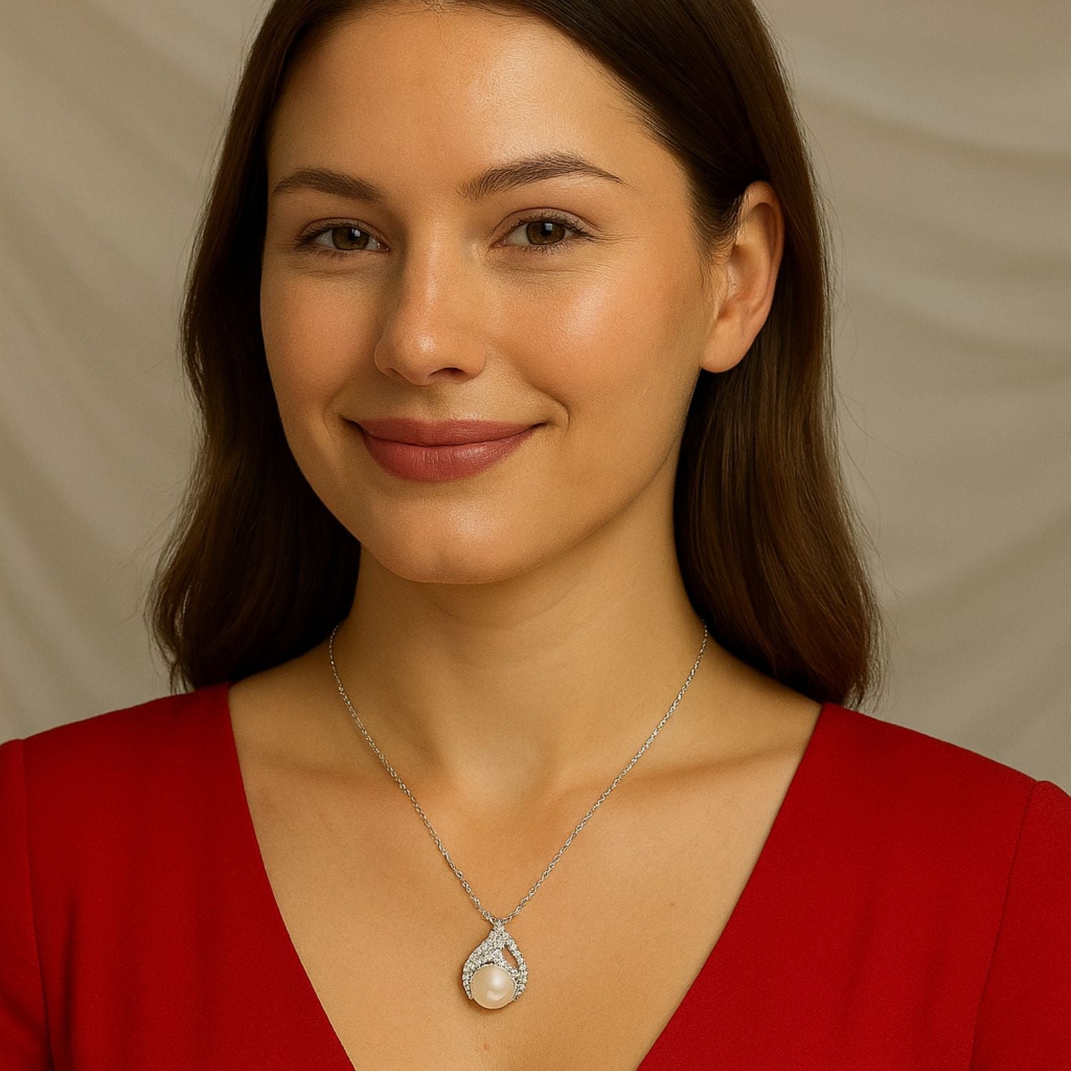Pearl Leaf Necklace – Sterling Silver