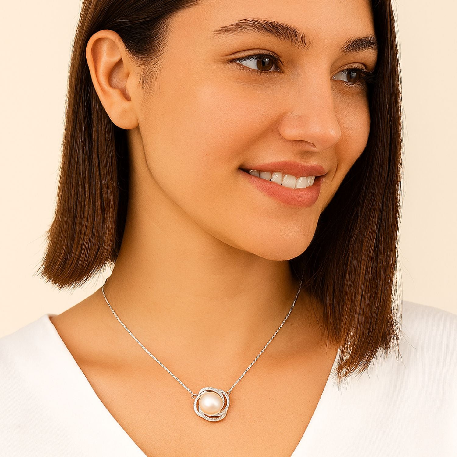 Pearl Infinity Swirl Necklace – Sterling Silver
