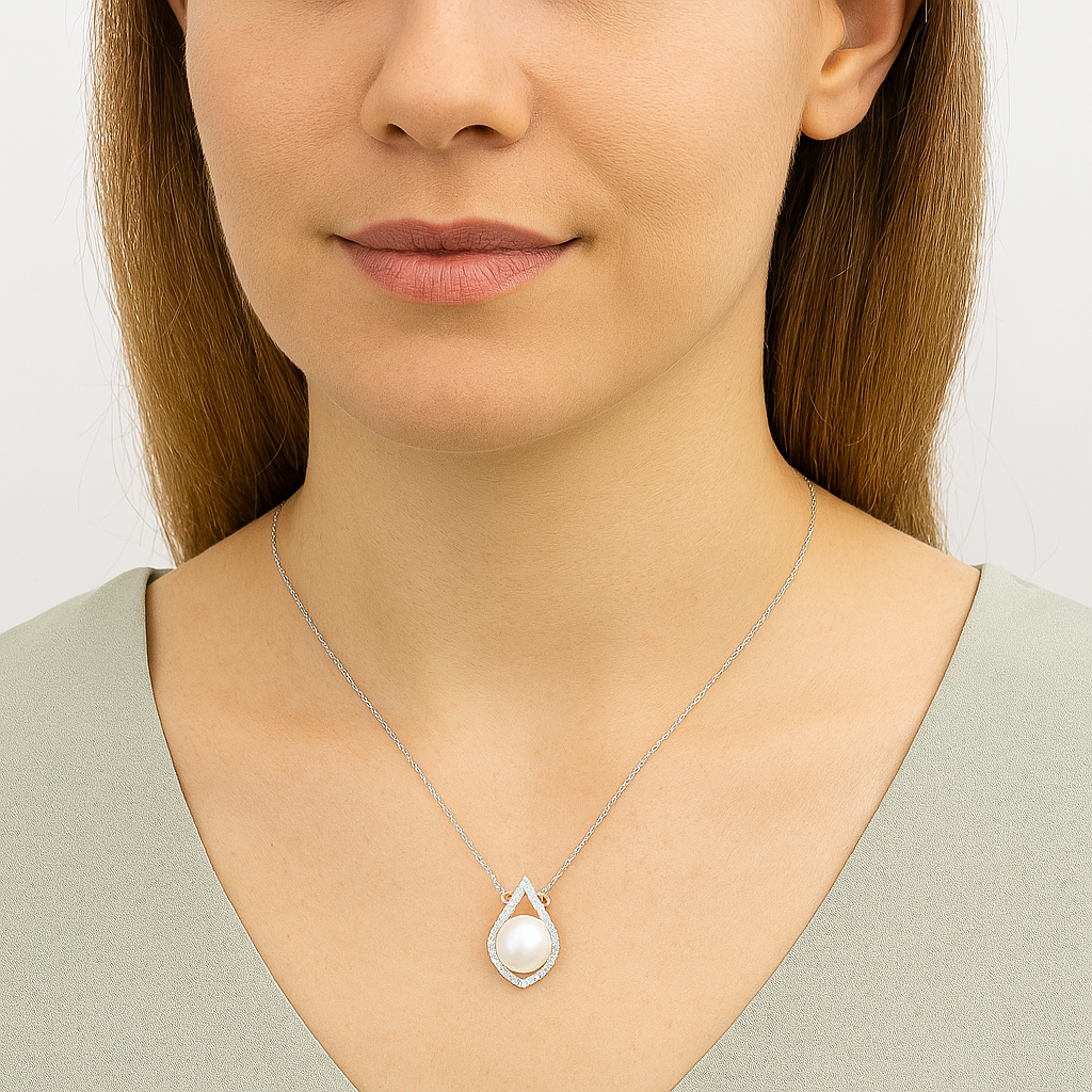 Pearl Teardrop Necklace – Sterling Silver