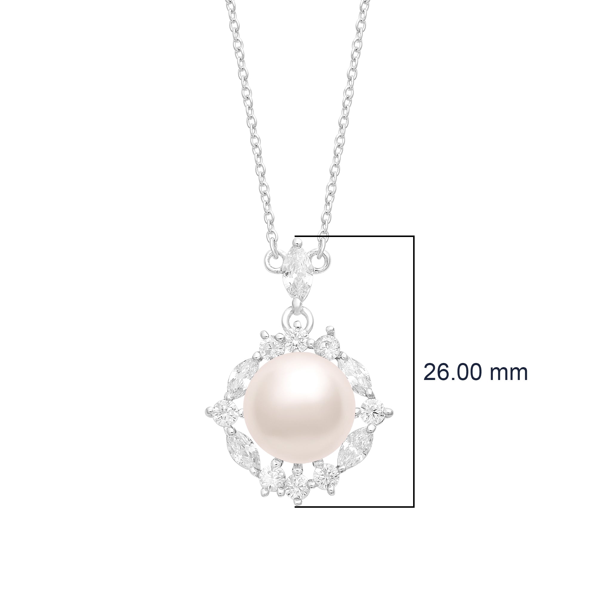 Pearl Halo Necklace – Sterling Silver