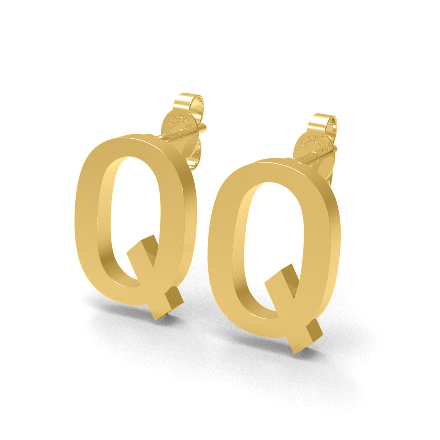 Orecchino a bottone con monogramma iniziale "Q" – Argento Sterling