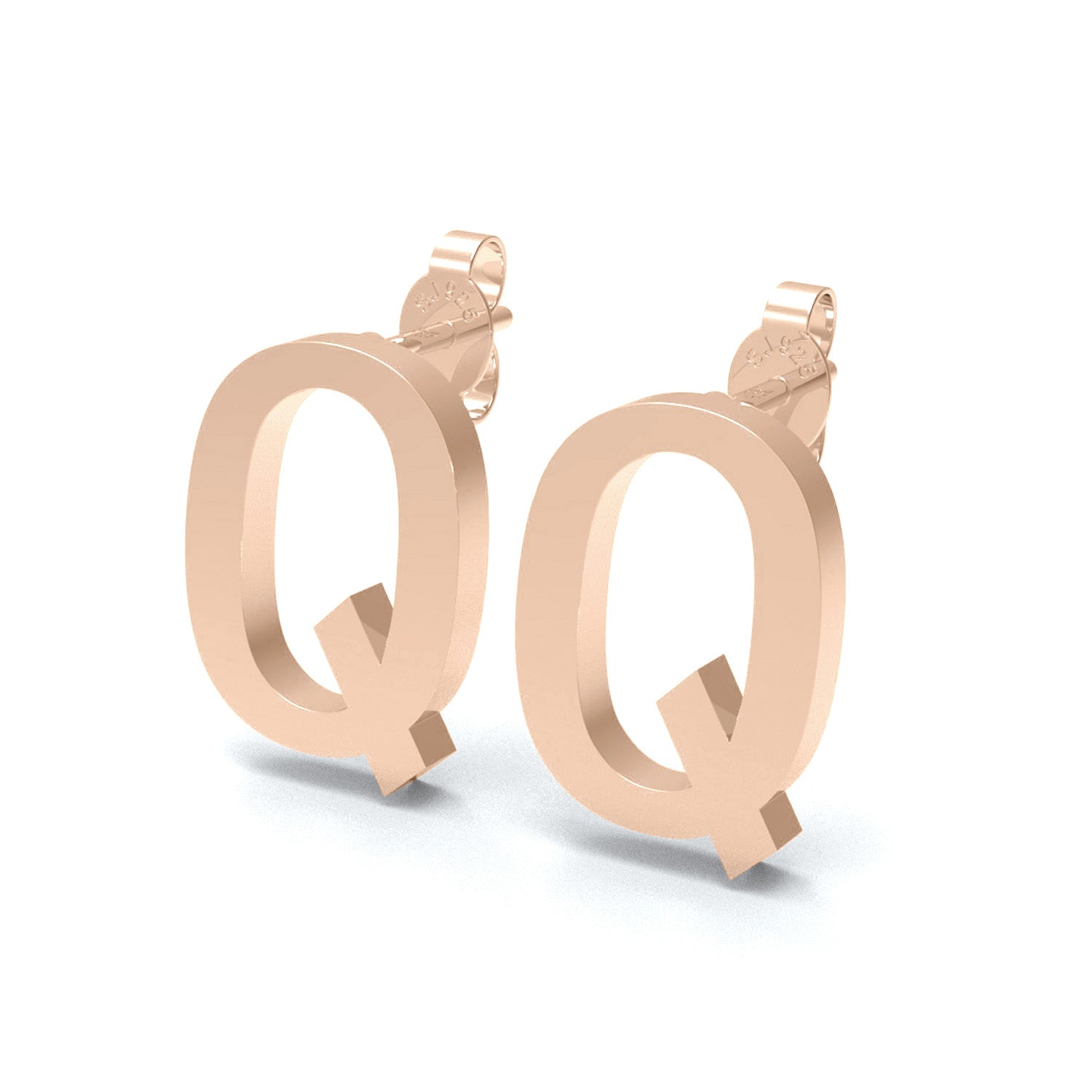 Orecchino a bottone con monogramma iniziale "Q" – Argento Sterling