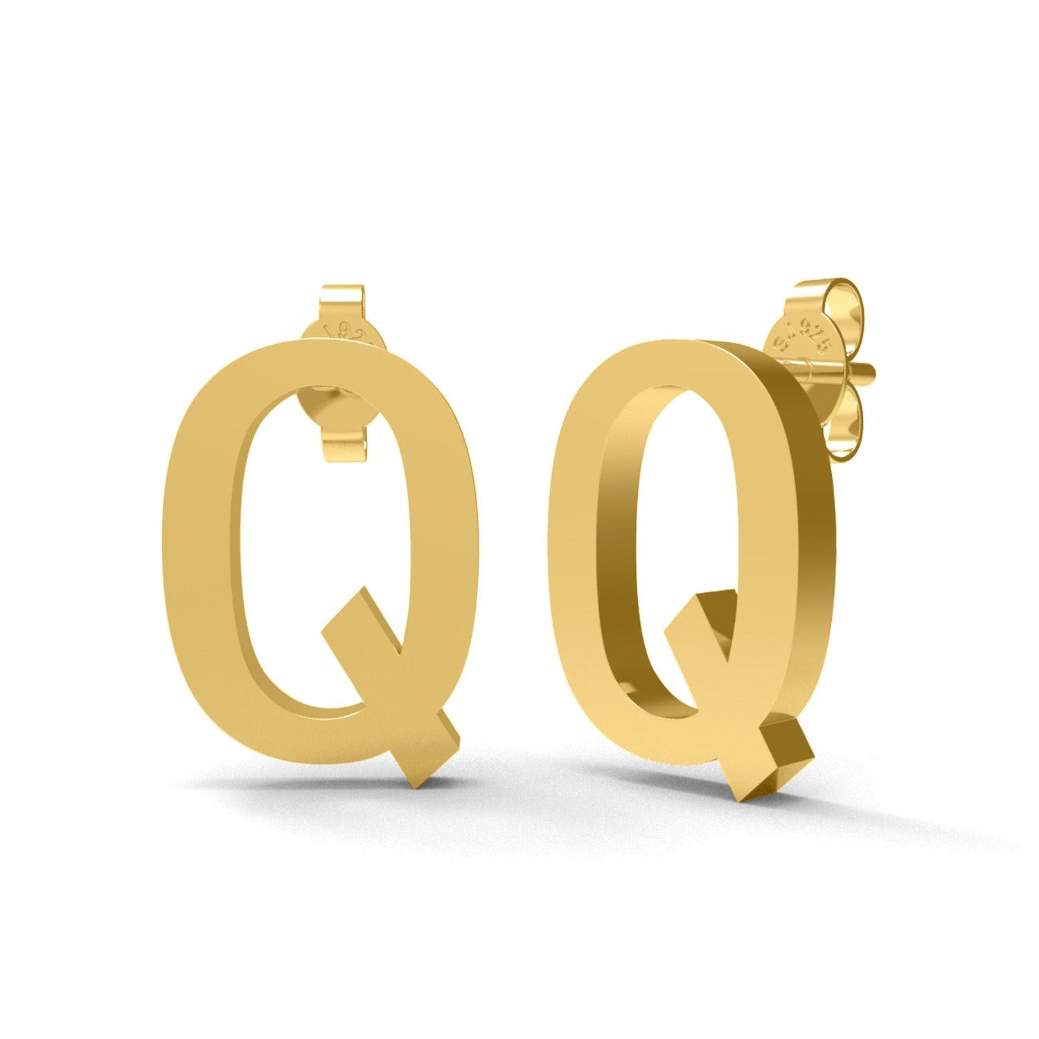 Orecchino a bottone con monogramma iniziale "Q" – Argento Sterling