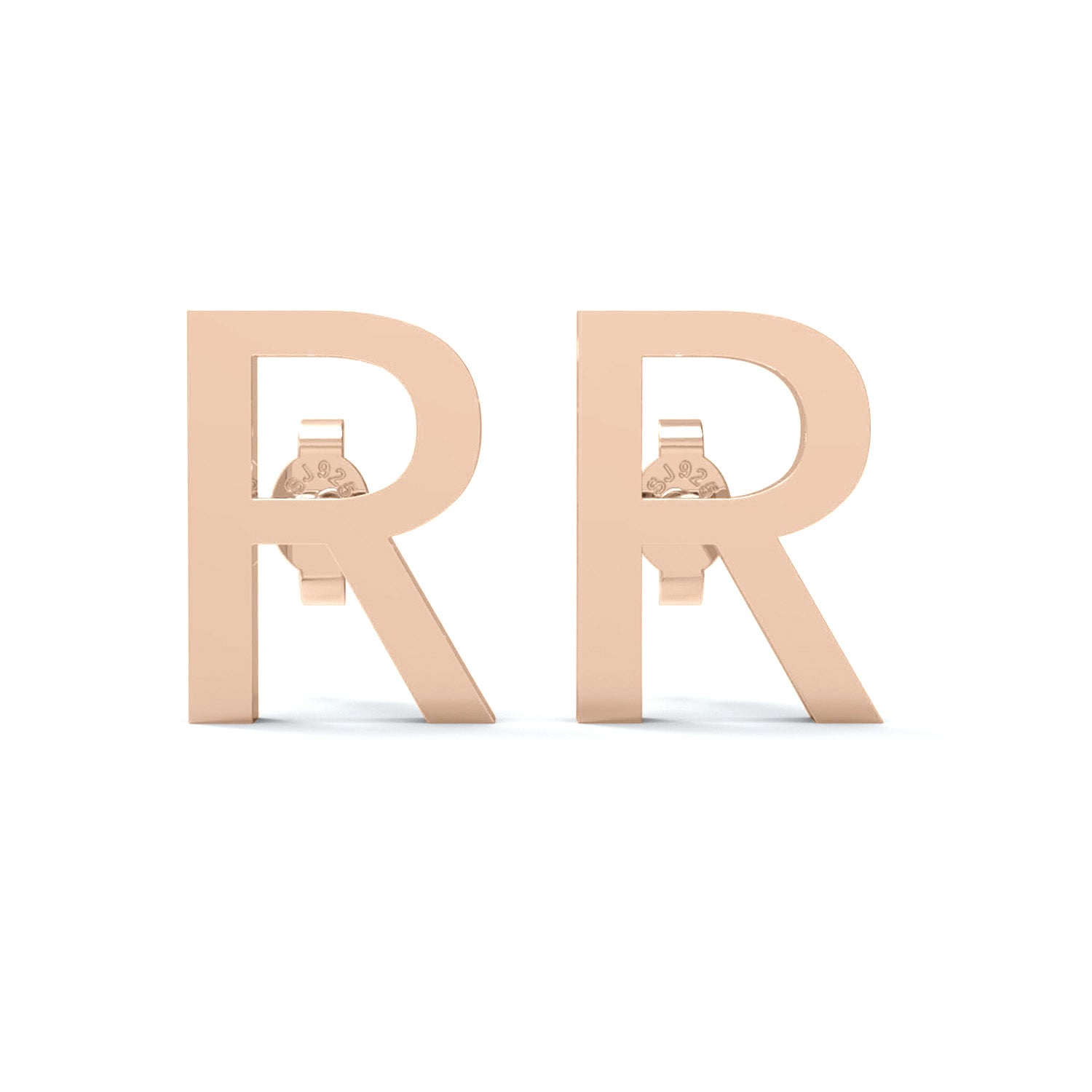 Initial "R" Monogram Stud Earring – Sterling Silver