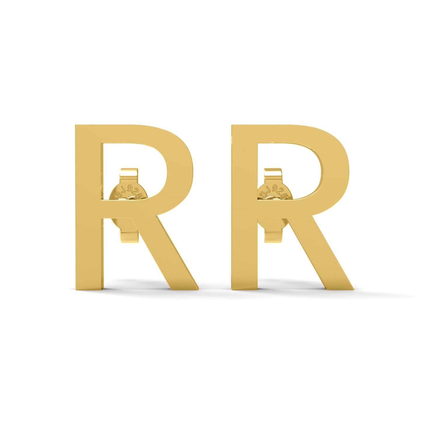 Initial "R" Monogram Stud Earring – Sterling Silver