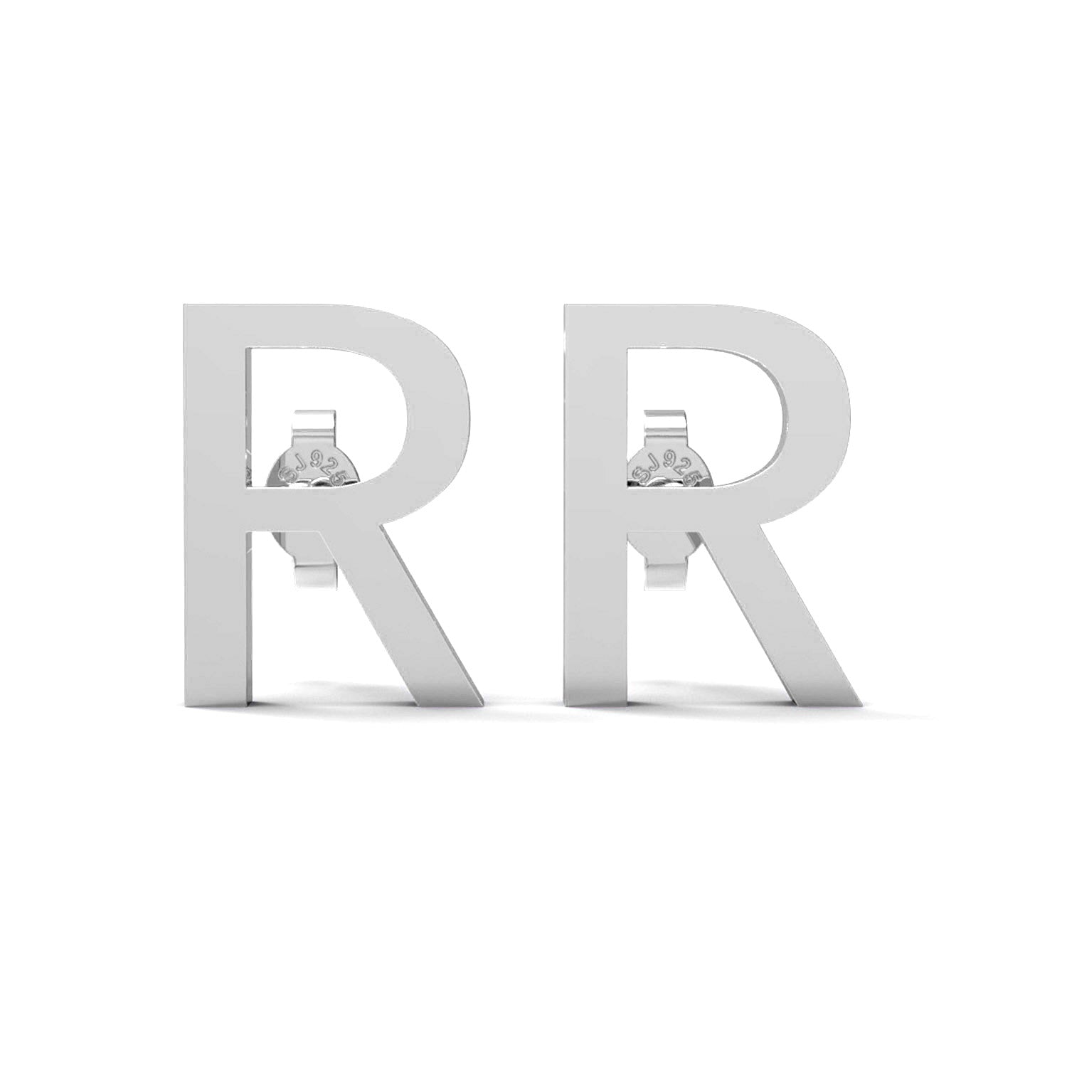 Initial "R" Monogram Stud Earring – Sterling Silver