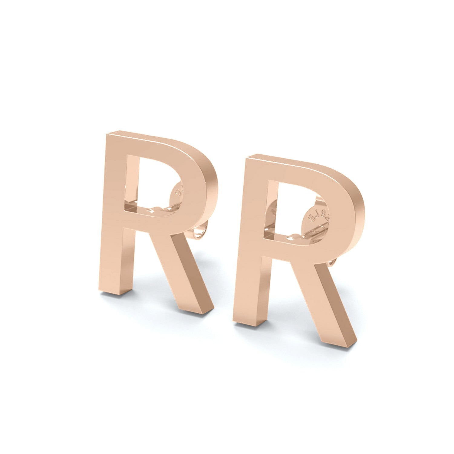 Initial "R" Monogram Stud Earring – Sterling Silver