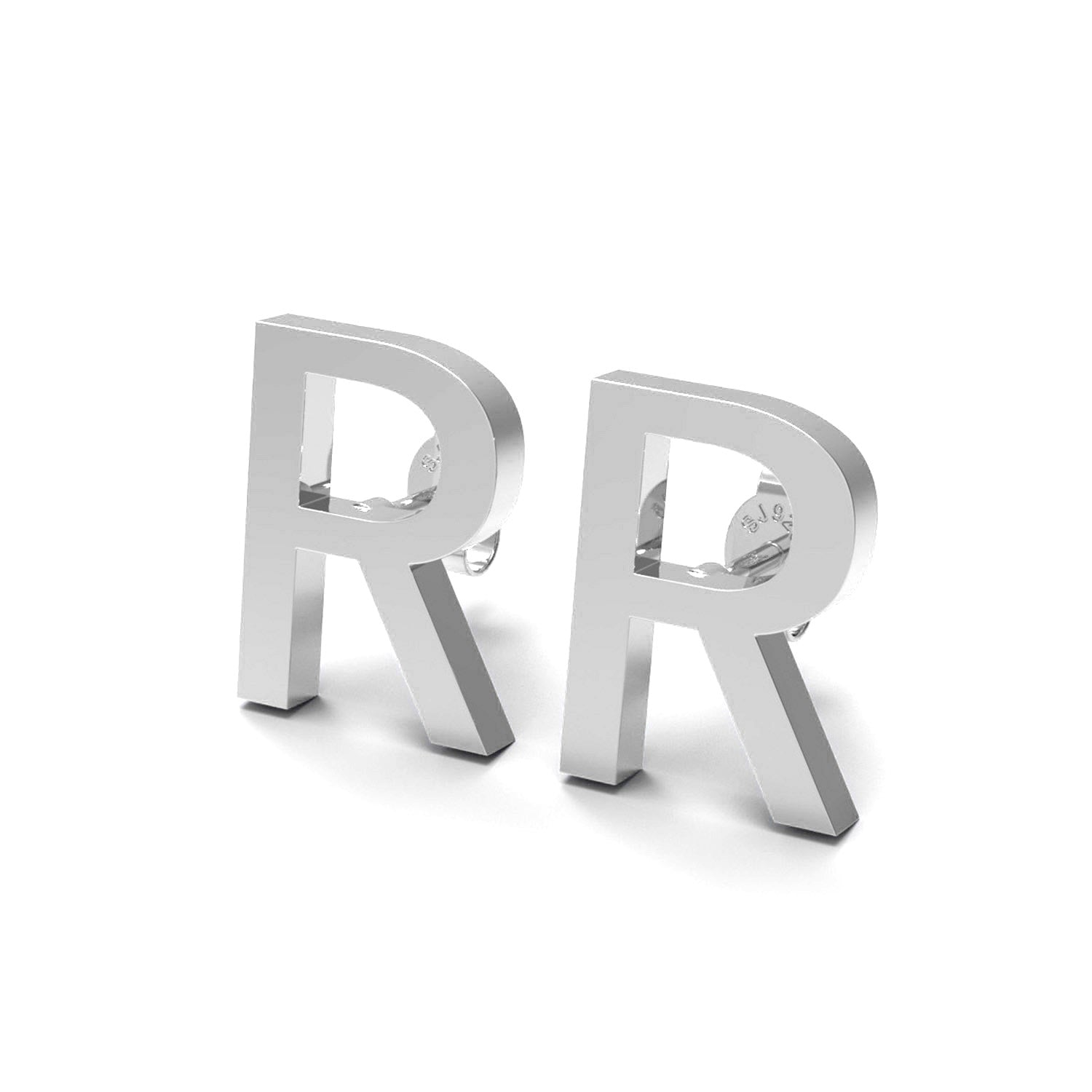 Initial "R" Monogram Stud Earring – Sterling Silver