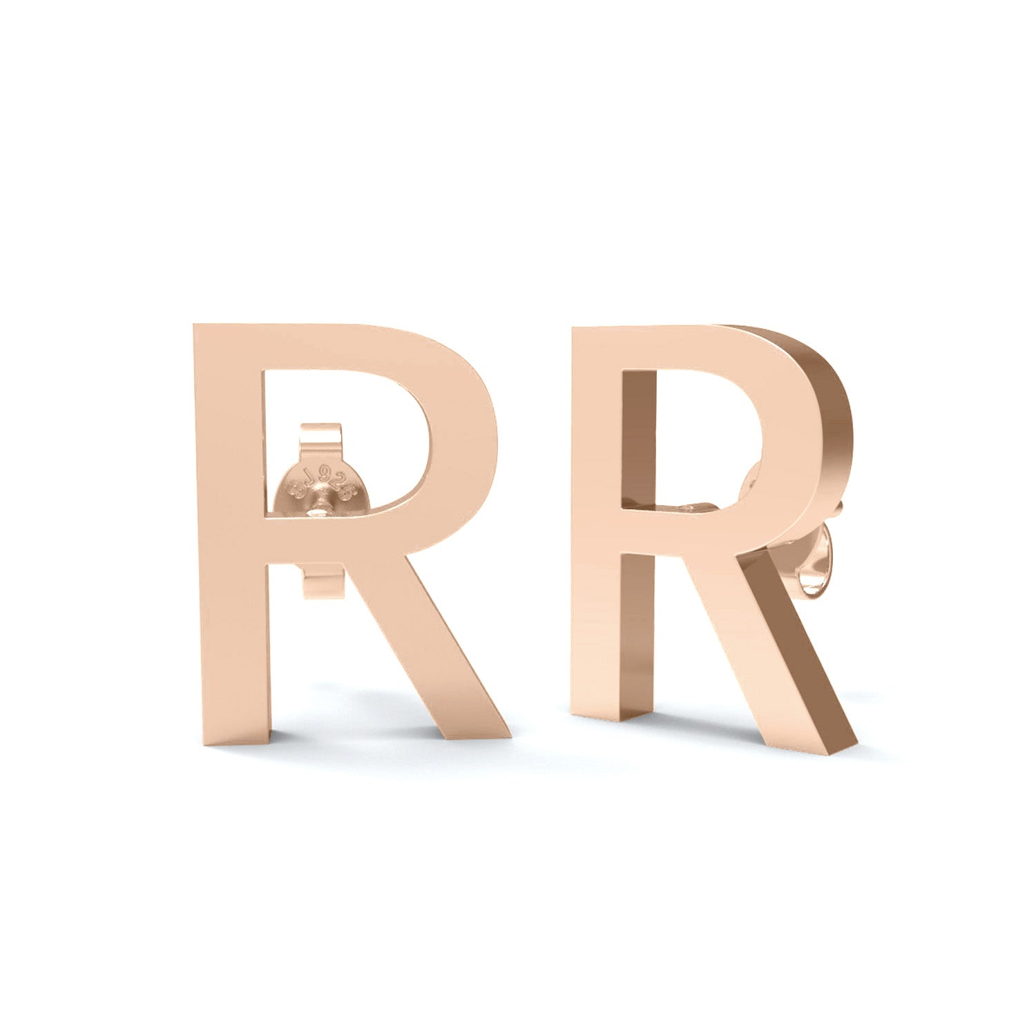 Initial "R" Monogram Stud Earring – Sterling Silver