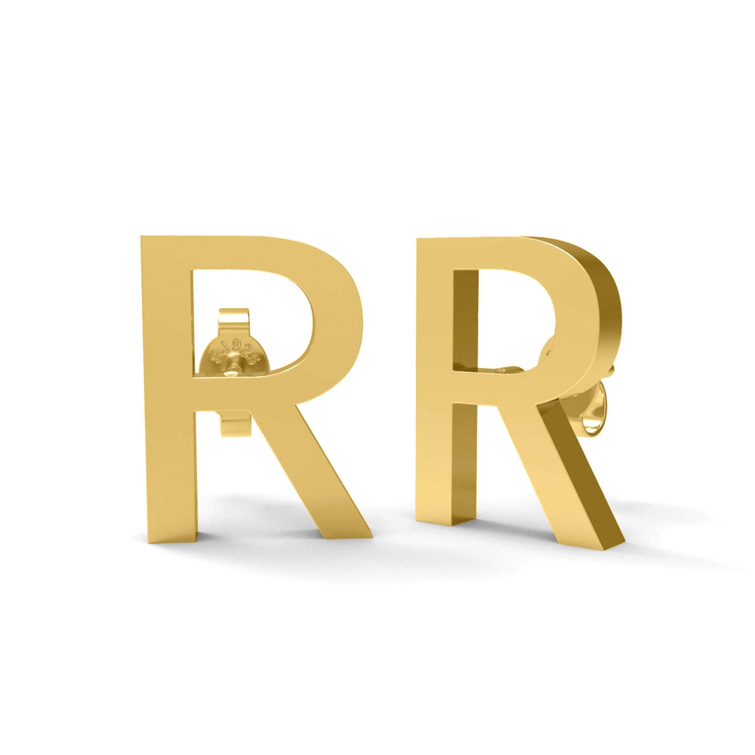 Initial "R" Monogram Stud Earring – Sterling Silver
