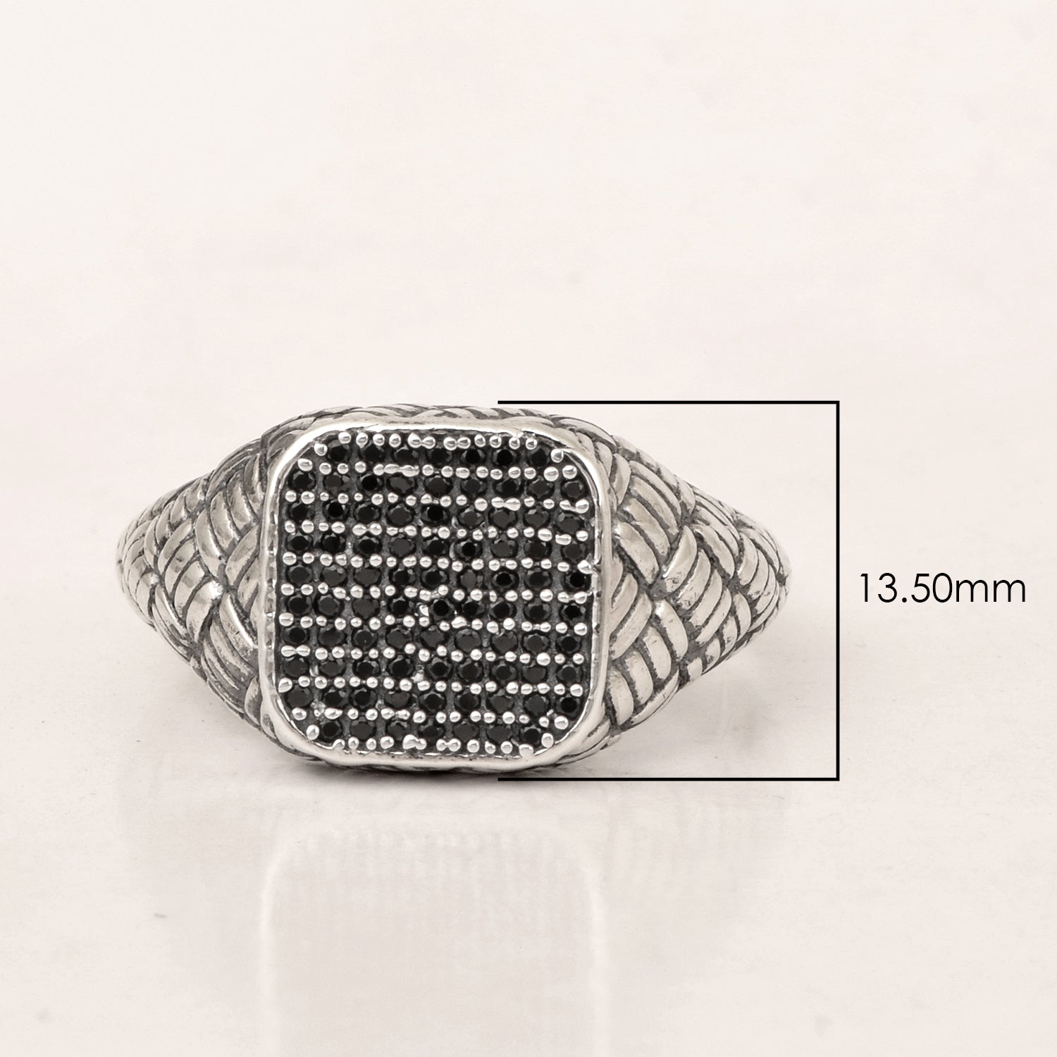 Men's Signet Ring - Black Spinel Gemstone Sterling Silver