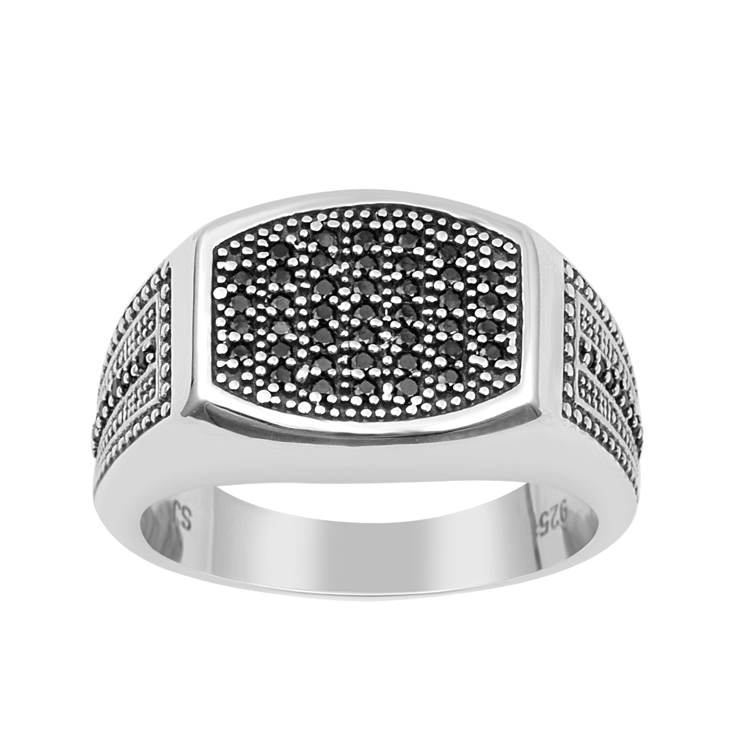 Men's Black Spinel Sterling Silver Signet Ring