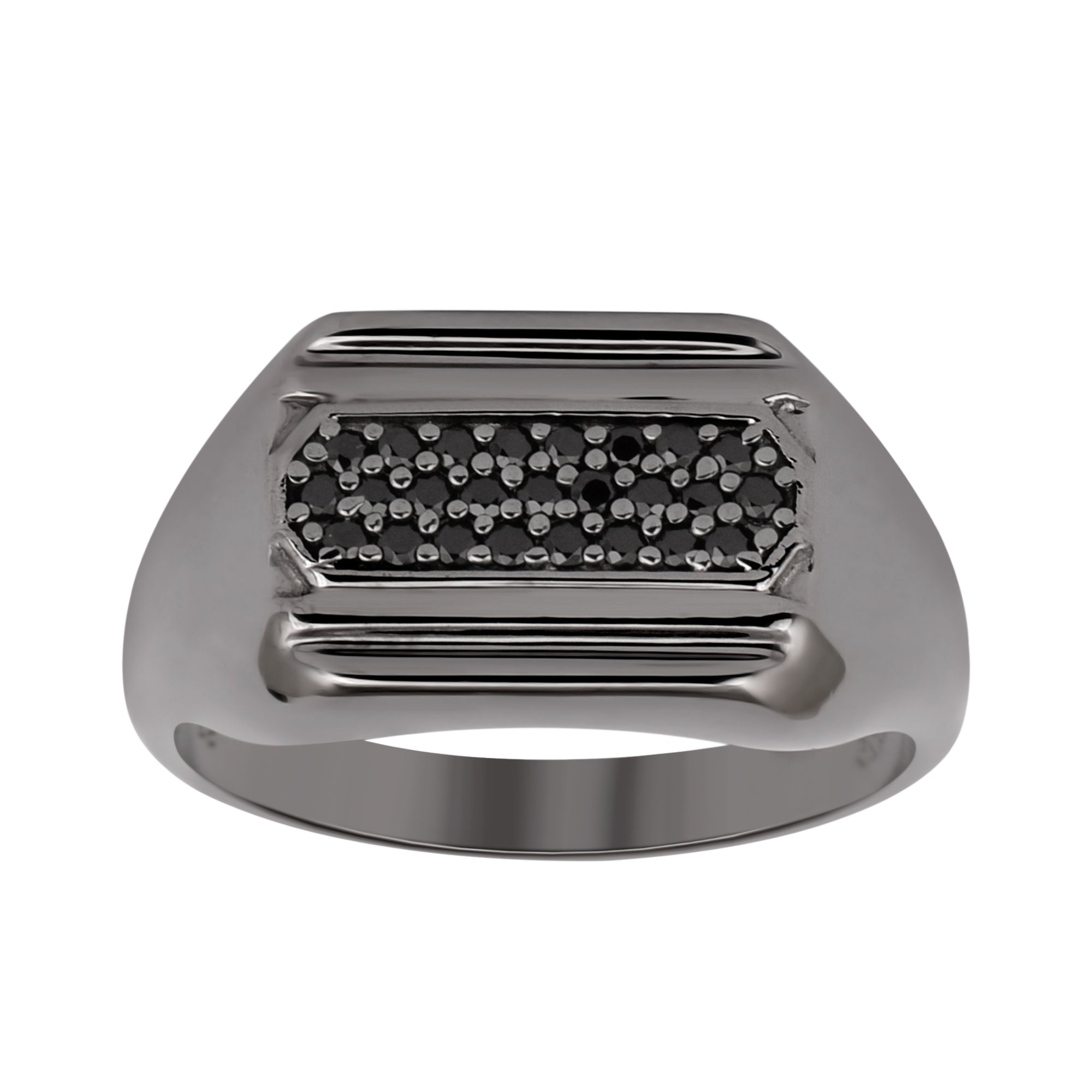 Sterling Silver Black Spinel Black Finished Men's Ring