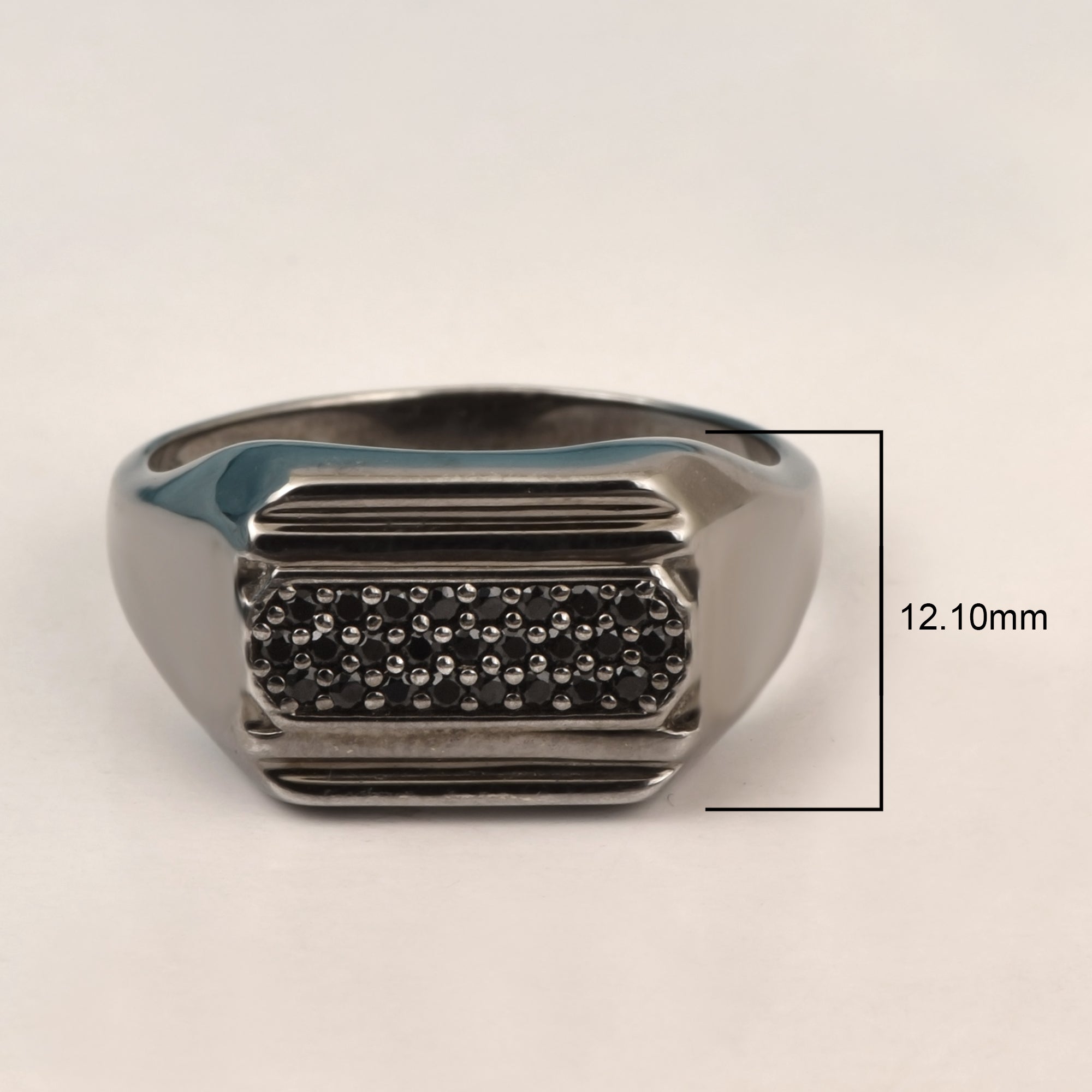 Sterling Silver Black Spinel Black Finished Men's Ring