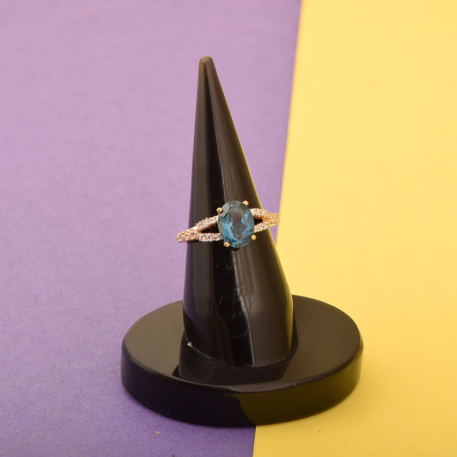 Teal Lab Created Spinel Ring