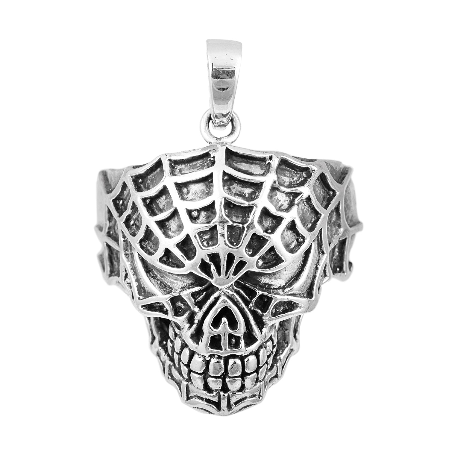 925 Sterling Silver Retro Gothic Skull Biker Pendant