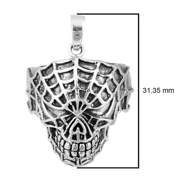 925 Sterling Silver Retro Gothic Skull Biker Pendant